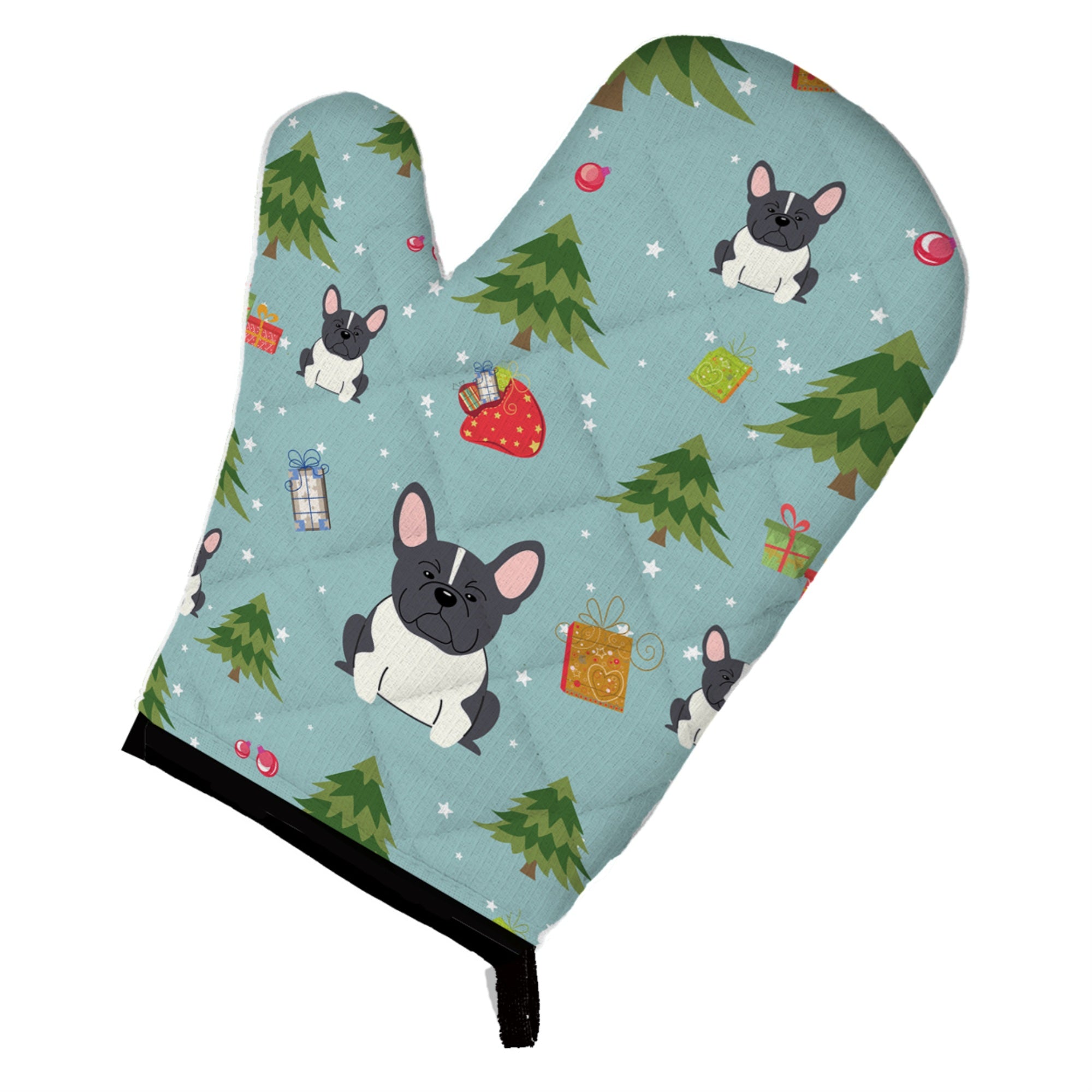 Caroline'S Treasures Bb4672Ovmt Christmas French Bulldog Black White Oven Mitt, 12 By 8.5, Multicolor
