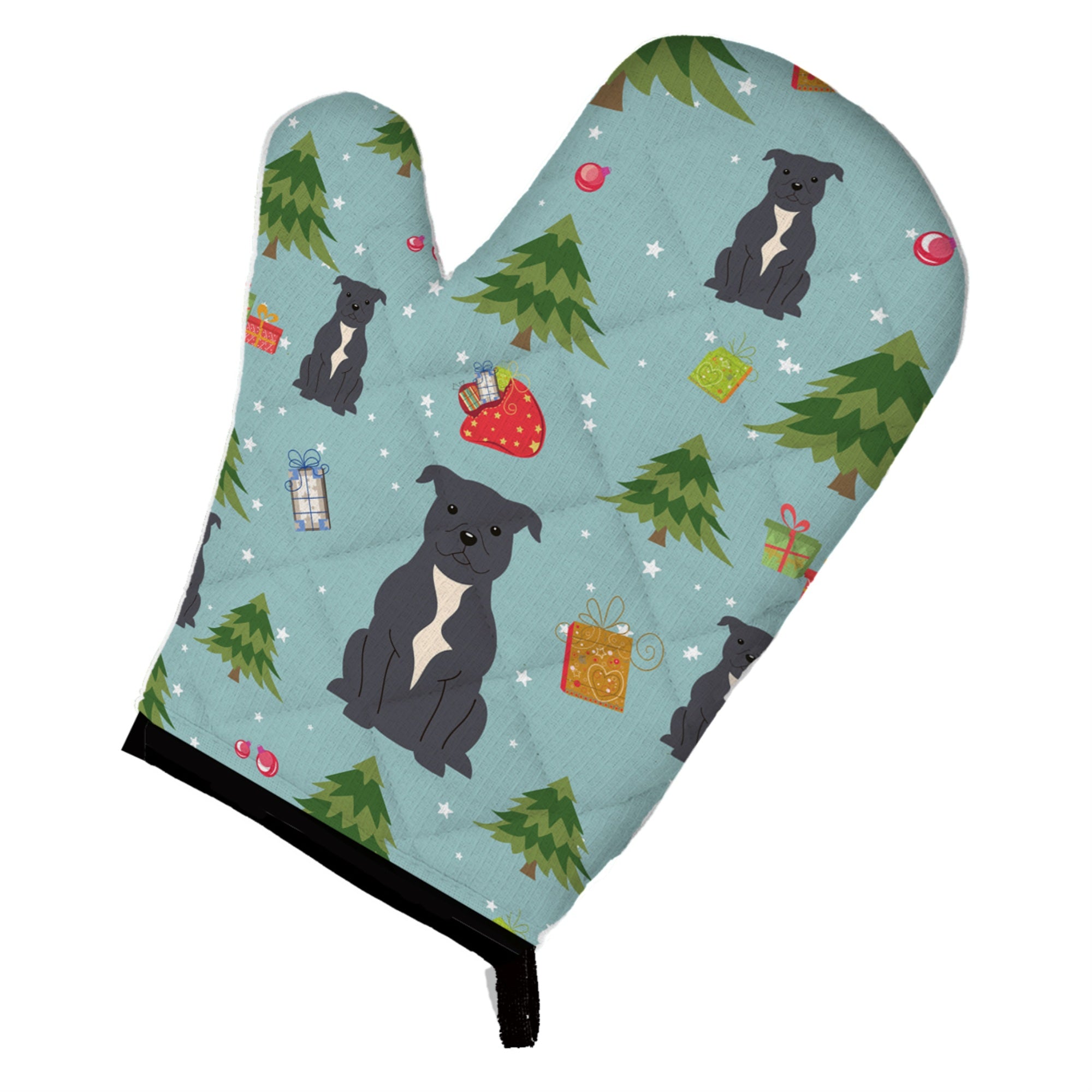 Caroline'S Treasures Bb4706Ovmt Christmas Staffordshire Bull Terrier Blue Oven Mitt, 12 By 8.5, Multicolor