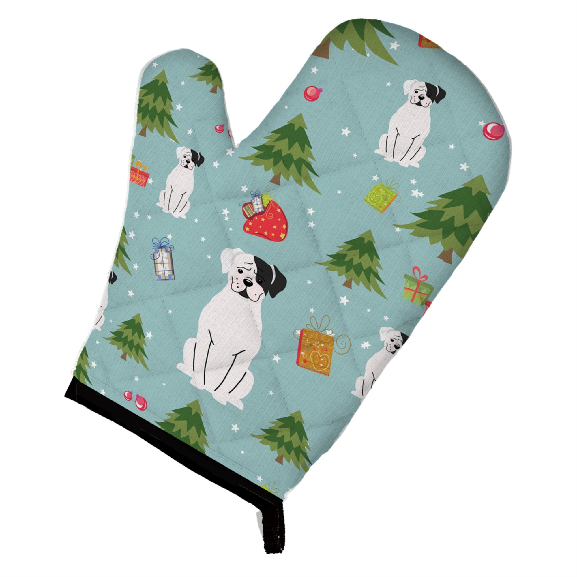 Caroline'S Treasures Bb4774Ovmt Christmas White Boxer Cooper Oven Mitt, 12 By 8.5, Multicolor