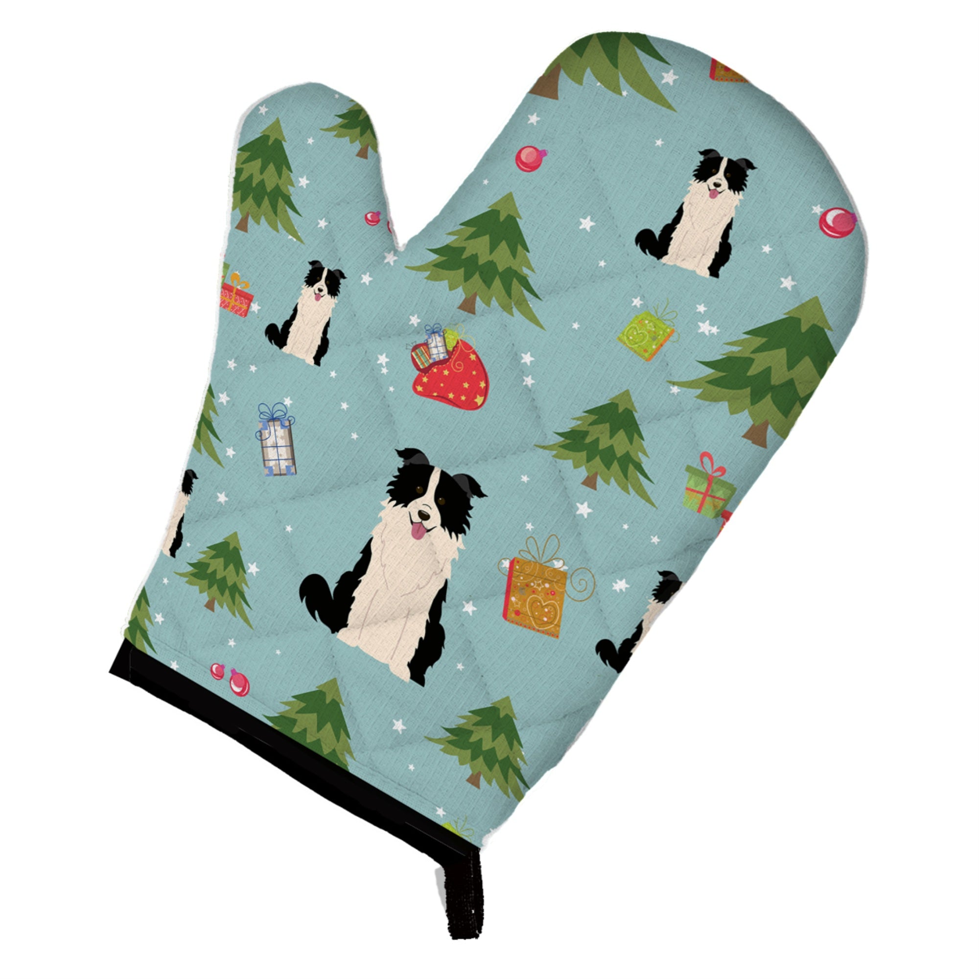 Caroline'S Treasures Bb4778Ovmt Christmas Border Collie Black White Oven Mitt, 12 By 8.5, Multicolor