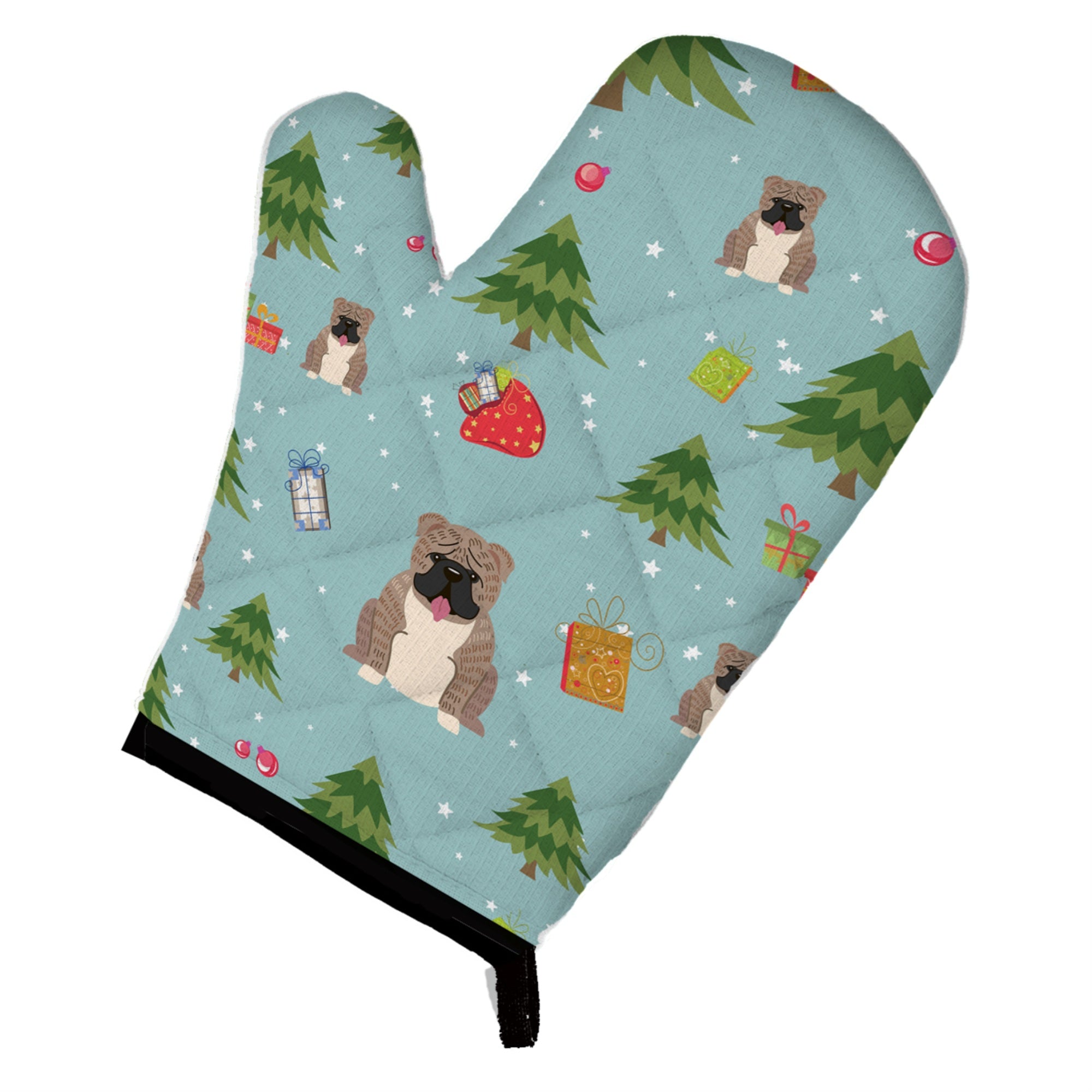 Caroline'S Treasures Bb4786Ovmt Christmas English Bulldog Grey Brindle Oven Mitt, 12 By 8.5, Multicolor