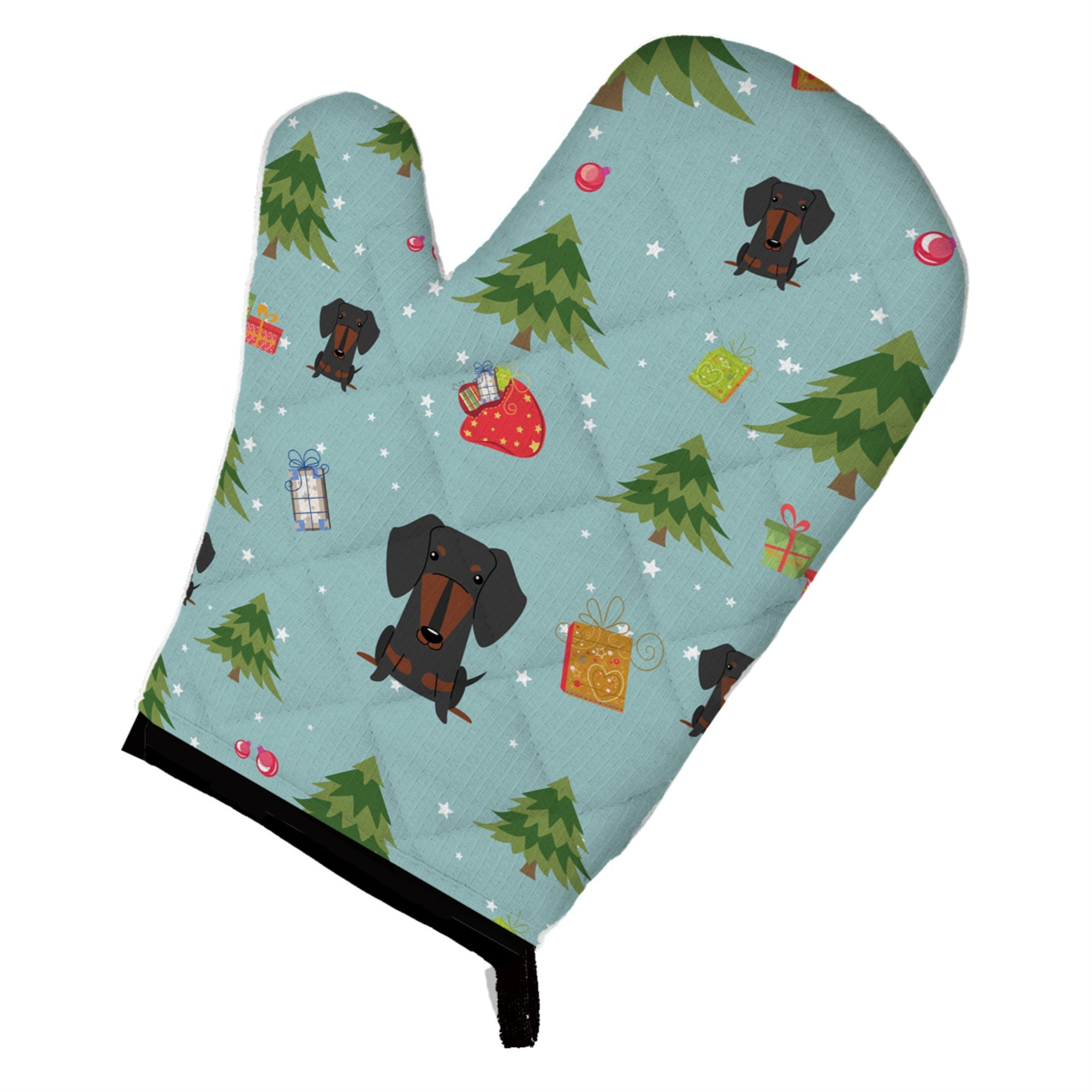 Caroline'S Treasures Bb4792Ovmt Christmas Dachshund Black Tan Oven Mitt, 12 By 8.5, Multicolor