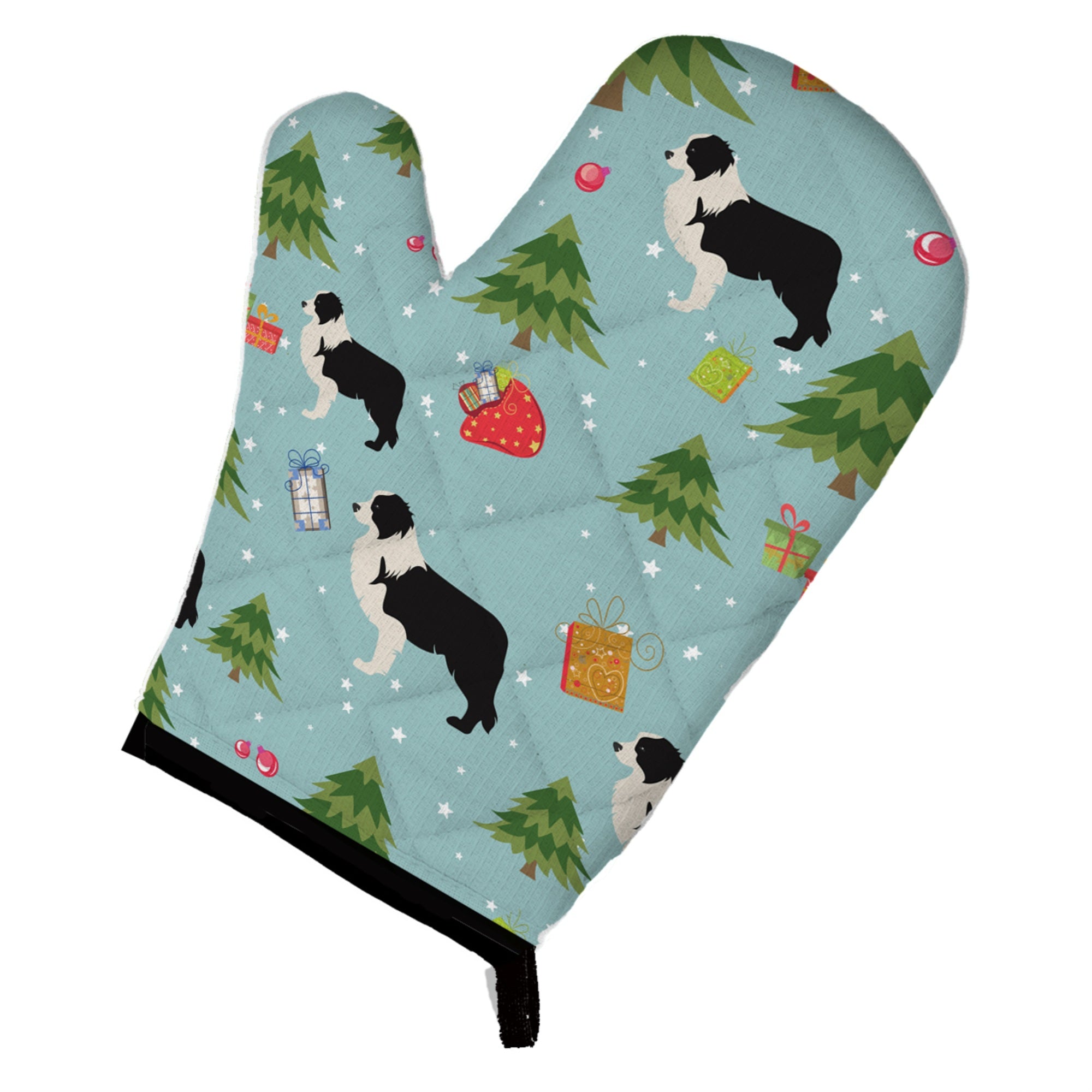 Caroline'S Treasures Bb4847Ovmt Christmas Black Border Collie Oven Mitt, 12 By 8.5, Multicolor