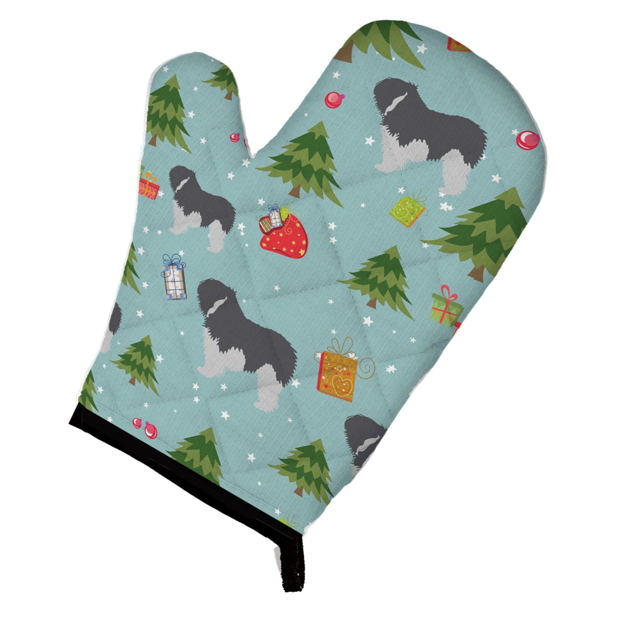 Caroline'S Treasures Bb4856Ovmt Christmas Polish Lowland Sheepdog Dog Oven Mitt, 12 By 8.5, Multicolor