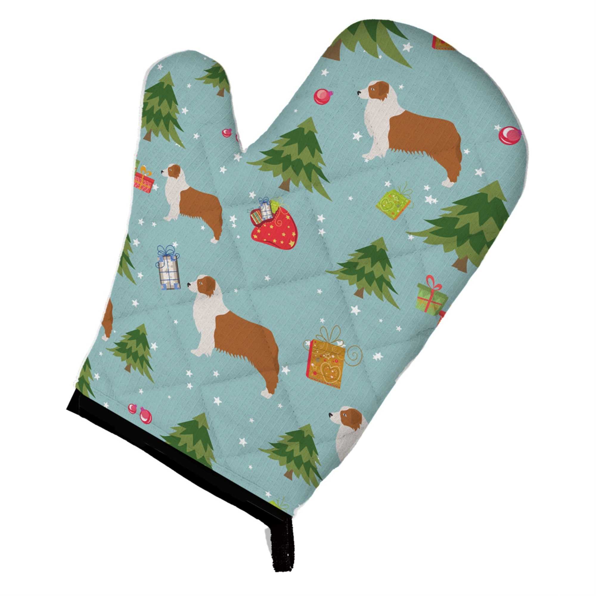 Caroline'S Treasures Bb4857Ovmt Christmas Australian Shepherd Dog Oven Mitt, 12 By 8.5, Multicolor