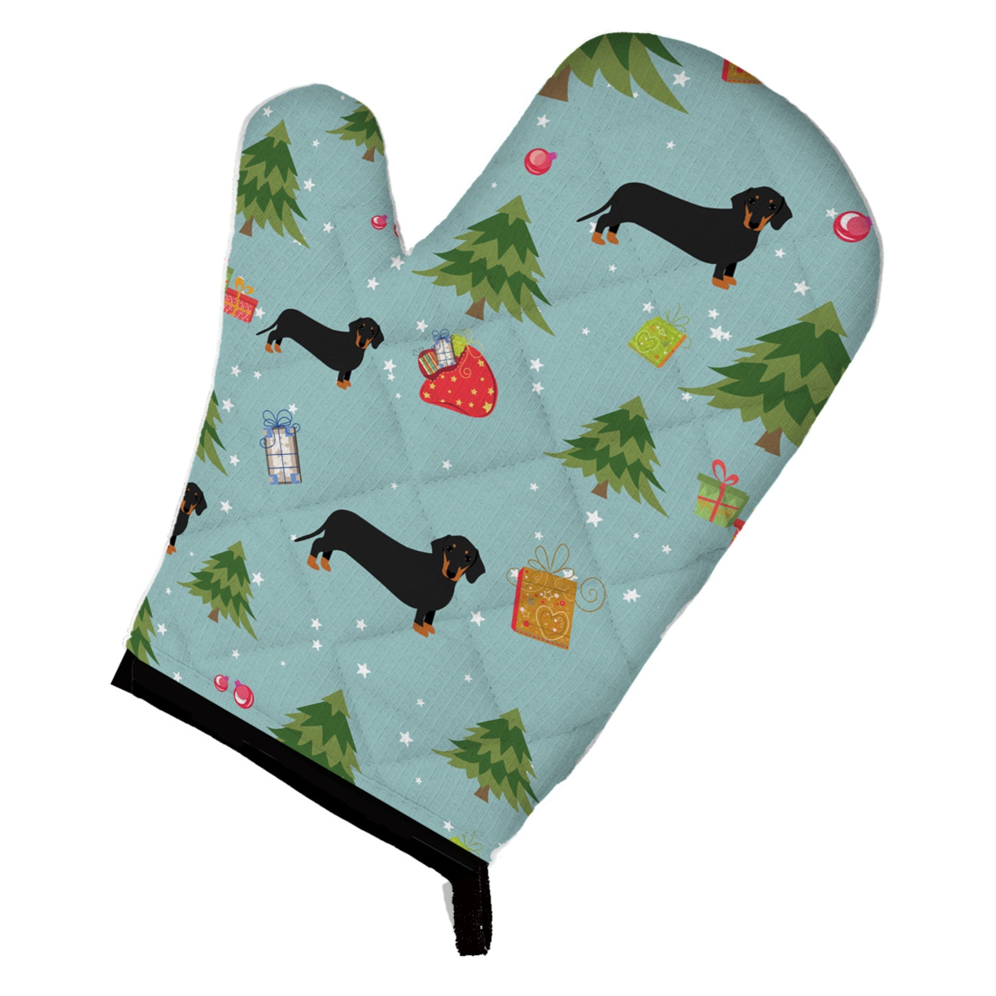 Caroline'S Treasures Bb4941Ovmt Christmas Black Tan Dachshund Oven Mitt, 12 By 8.5, Multicolor