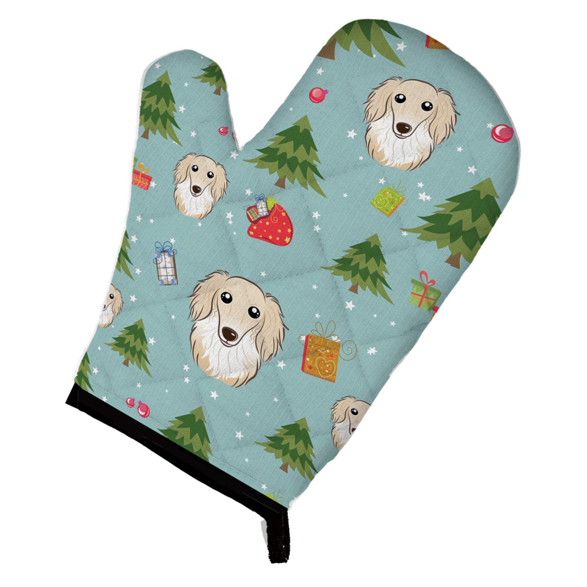Caroline'S Treasures Bb5001Ovmt Christmas Longhair Creme Dachshund Oven Mitt, 12 By 8.5, Multicolor