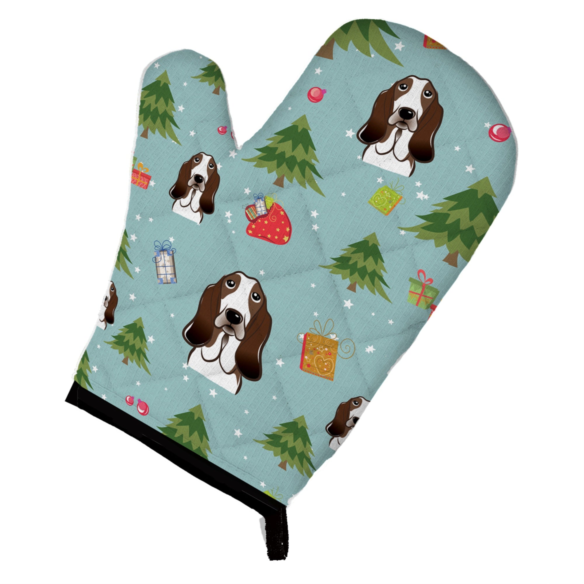 Caroline'S Treasures Bb5032Ovmt Christmas Basset Hound Oven Mitt, 12 By 8.5, Multicolor