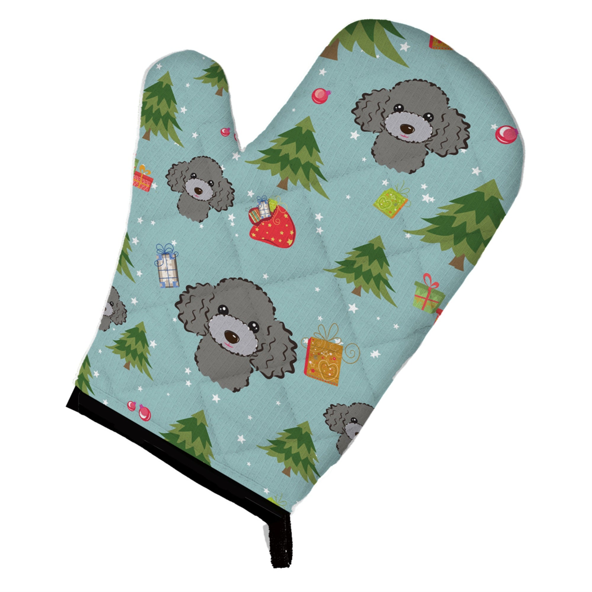 Caroline'S Treasures Bb5048Ovmt Christmas Silver Gray Poodle Oven Mitt, 12 By 8.5, Multicolor