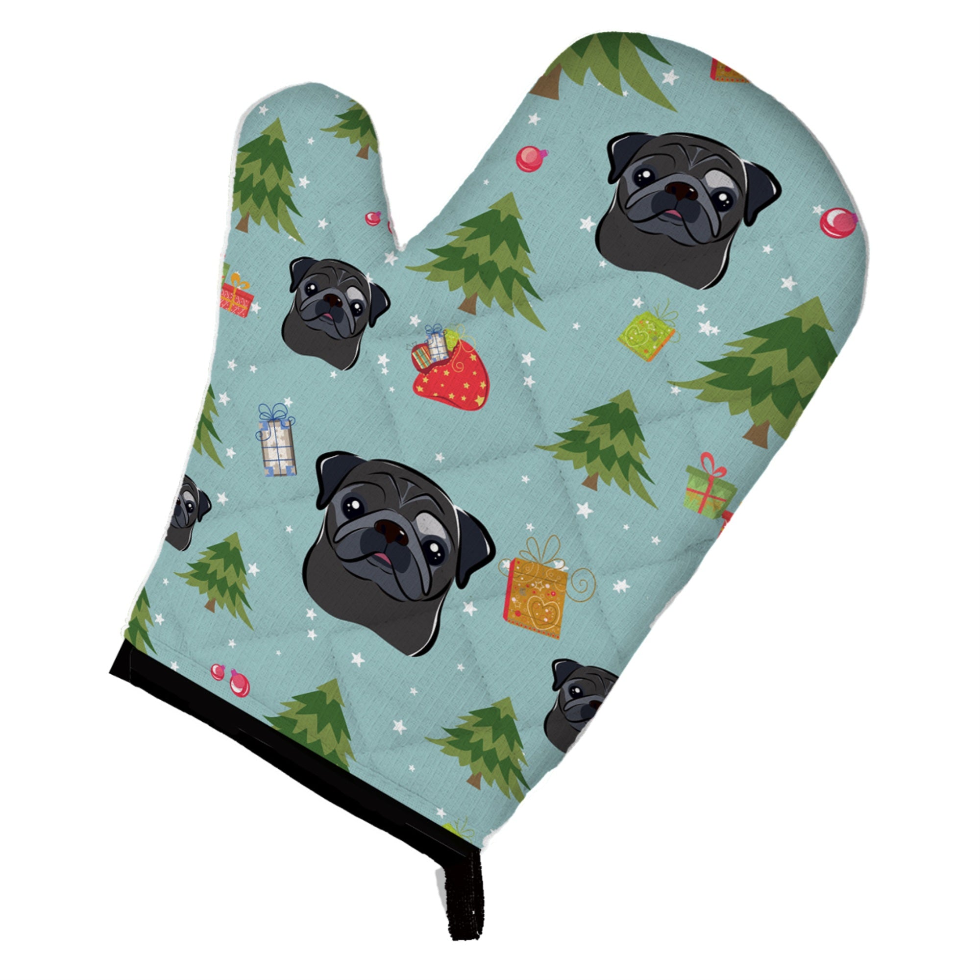 Caroline'S Treasures Bb5052Ovmt Christmas Black Pug Oven Mitt, 12 By 8.5, Multicolor