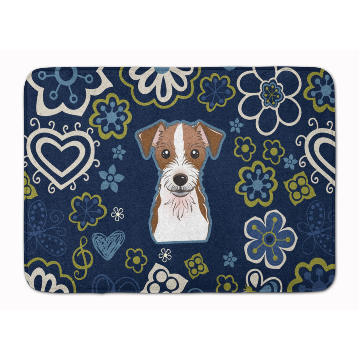 Caroline'S Treasures Blue Flowers Jack Russell Terrier, 19 X 27, Multicolor