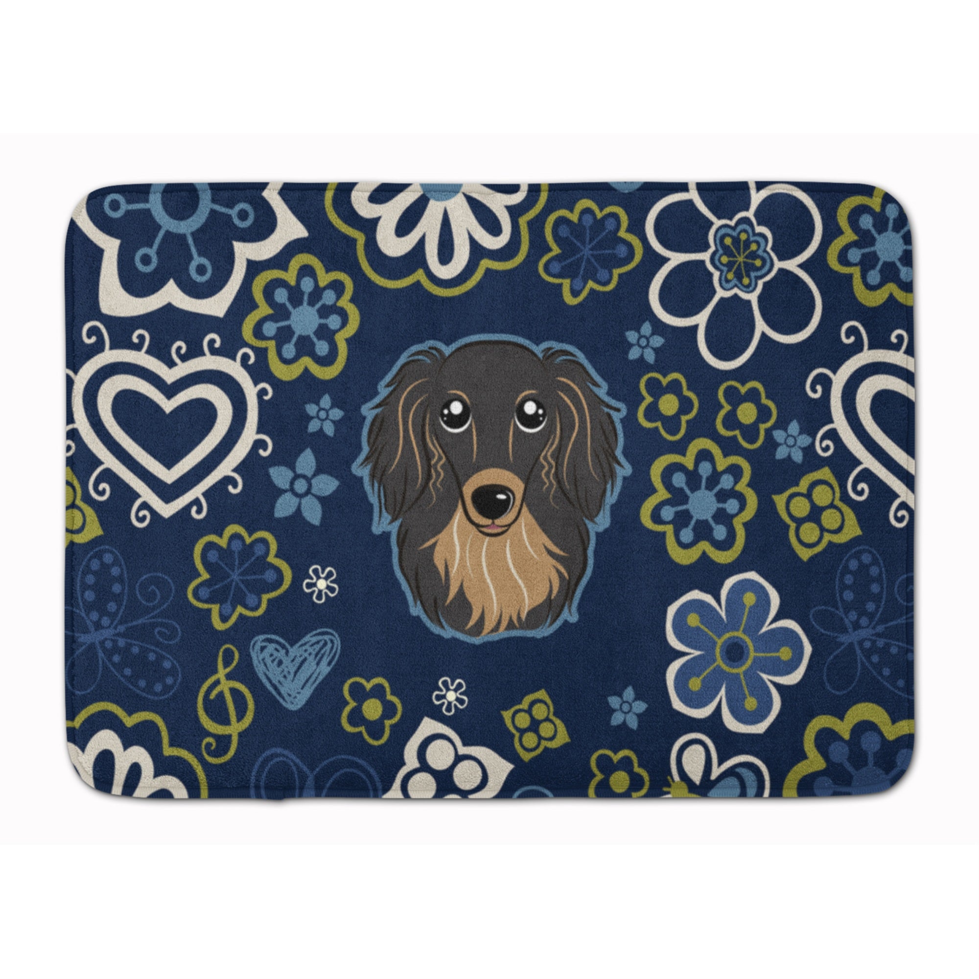 Caroline'S Treasures Flowers Longhair Black Tan Dachshund Floor Mat, 19 X 27, Multicolor