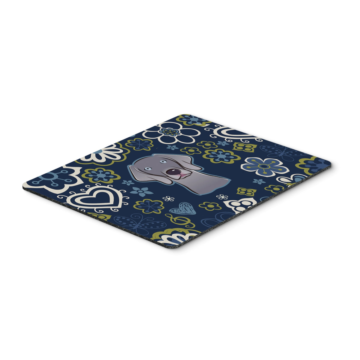 Blue Flowers Weimaraner Mouse Pad, Hot Pad Or Trivet