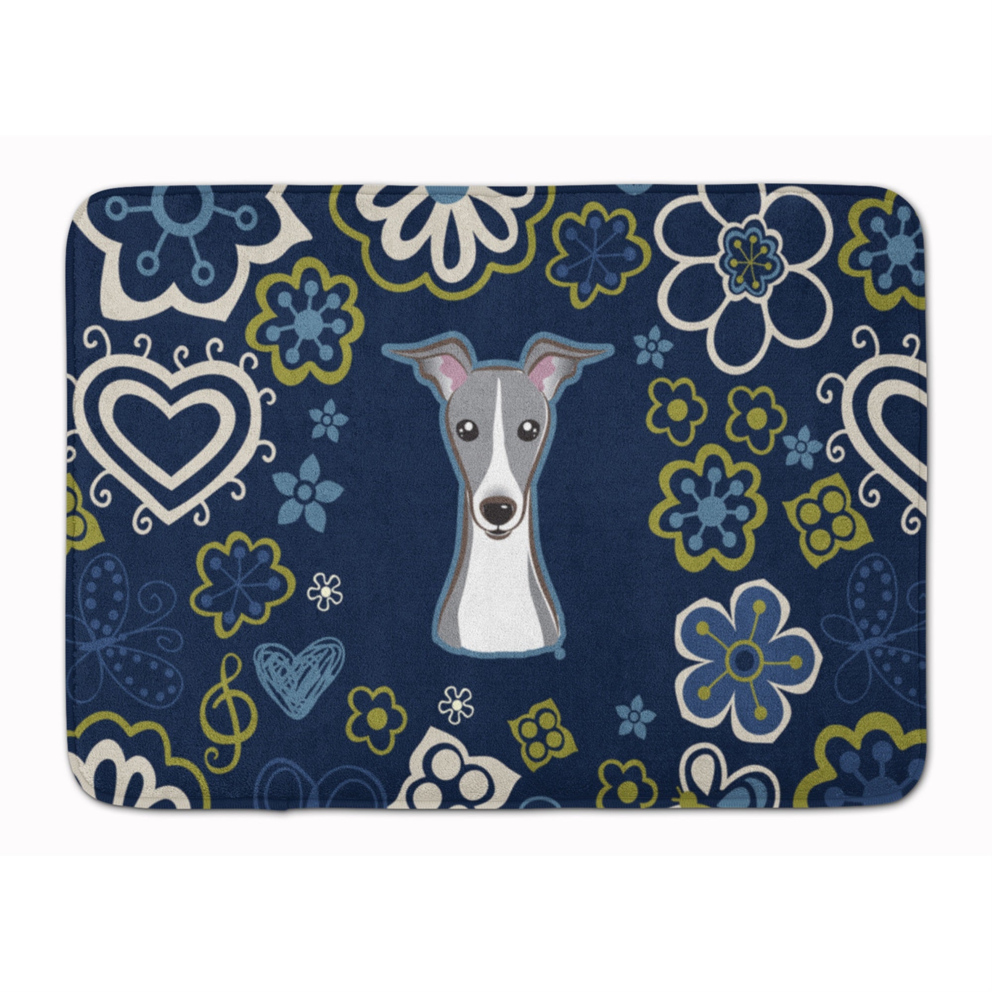 Caroline'S Treasures Blue Flowers Italian Greyhound, 19 X 27, Multicolor