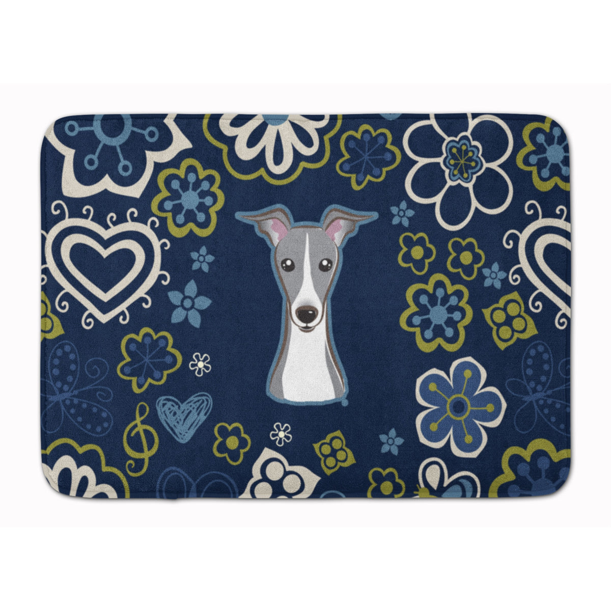 Caroline'S Treasures Blue Flowers Italian Greyhound, 19 X 27, Multicolor