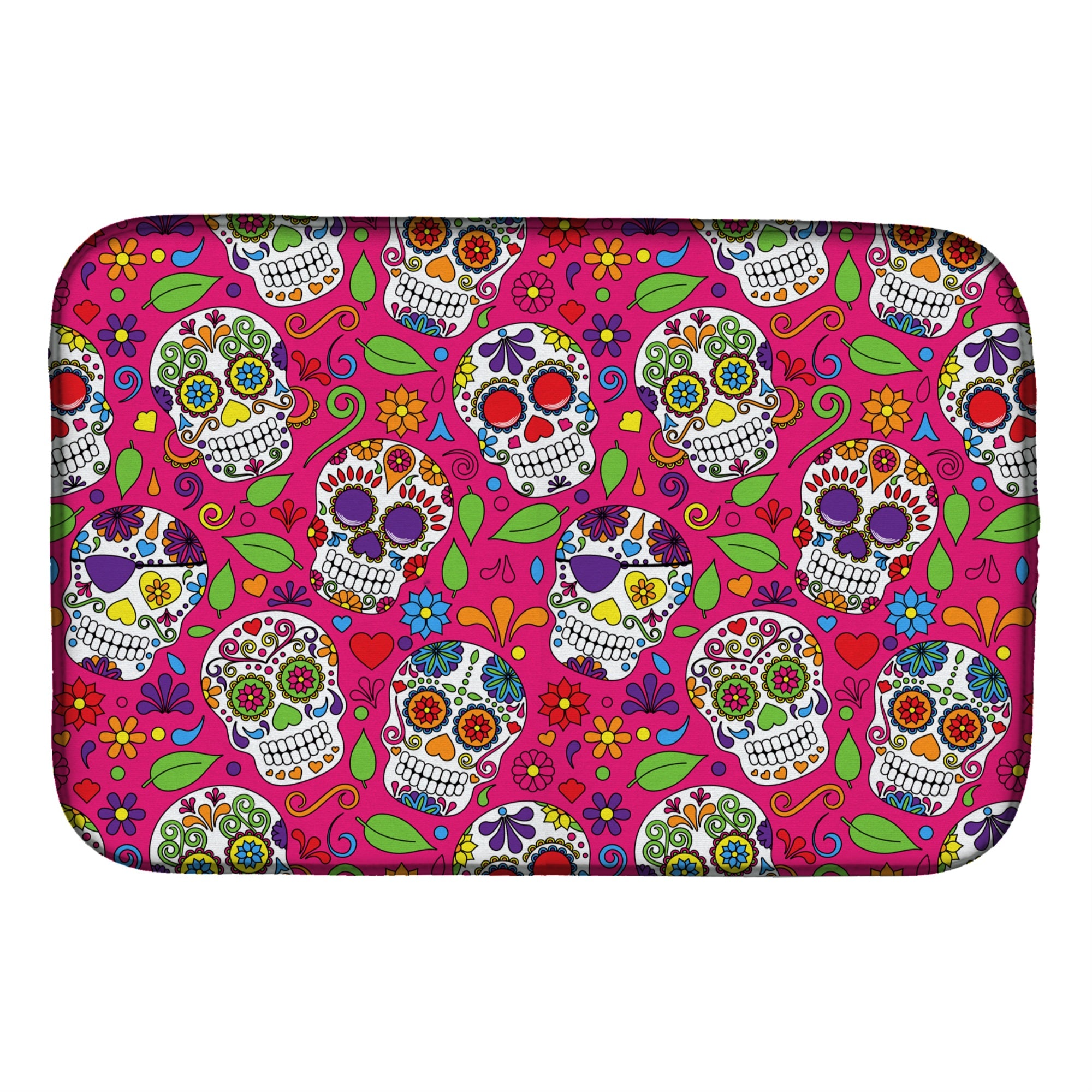 Caroline'S Treasures Day Of The Dead Pink Dish Drying Mat, 14 X 21