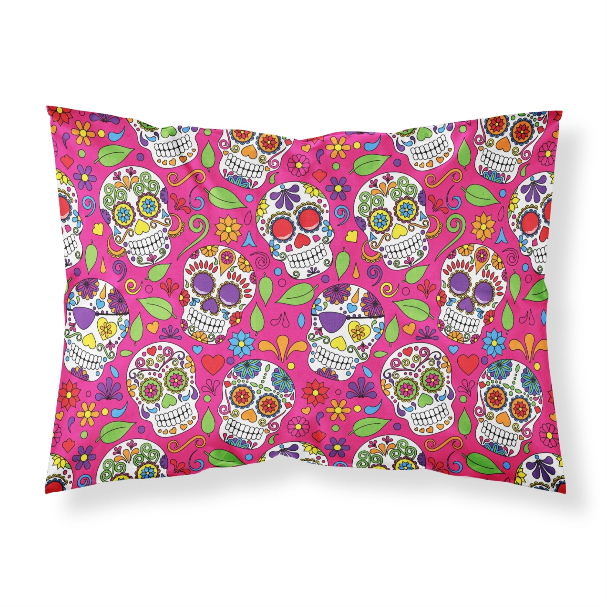 Caroline'S Treasures Day Of The Dead Pink Printed, Polyester, 250 Thread Count, Envelope Closure Pillowcase, Standard, Multico