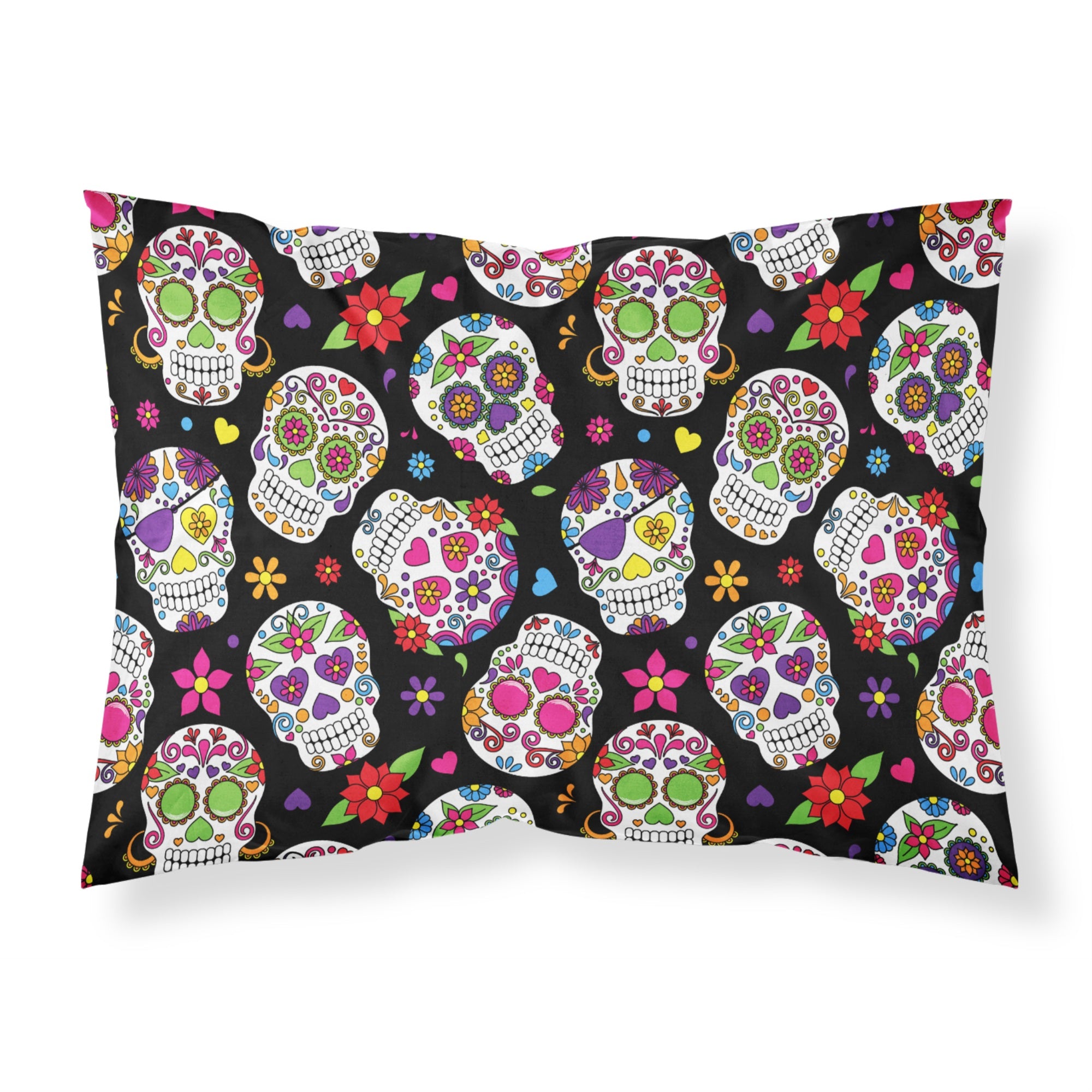 Caroline'S Treasures Day Of The Dead Black Printed, Polyester, 250 Thread Count, Envelope Closure Pillowcase, Standard, Multic