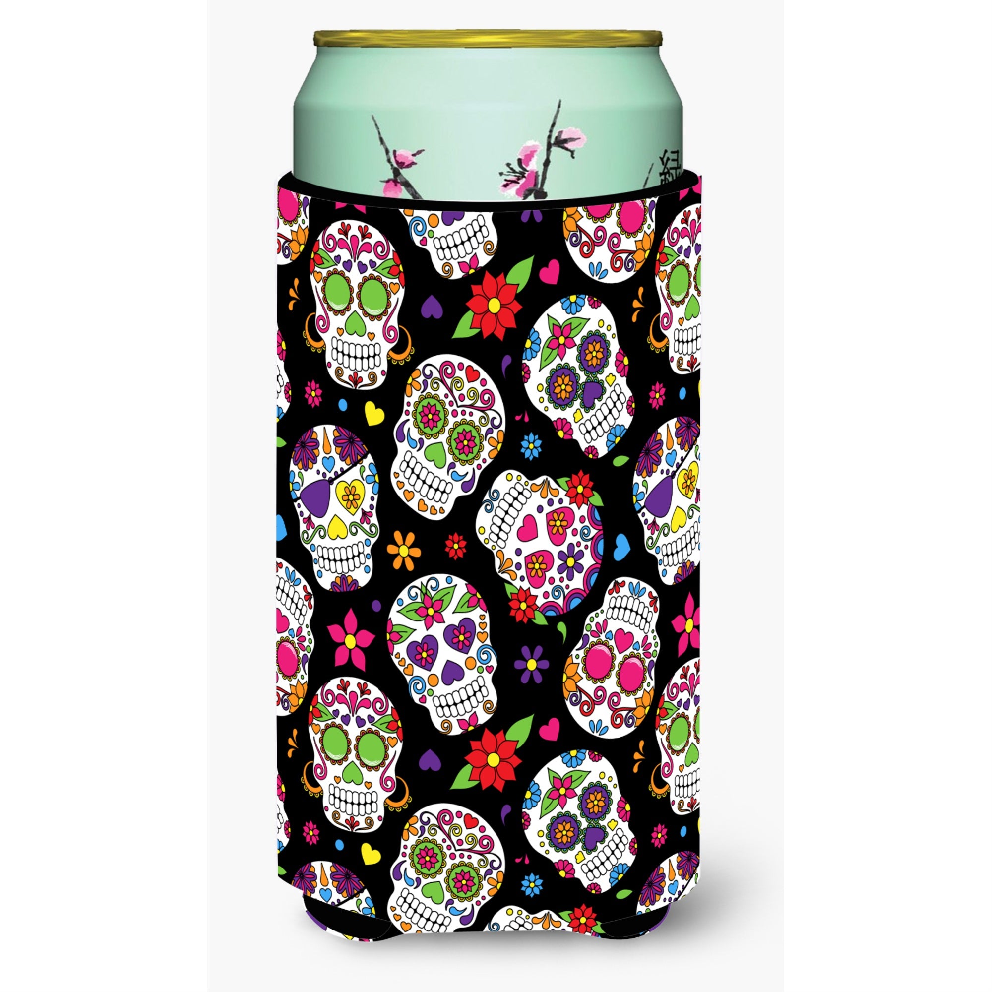 Caroline'S Treasures Day Of The Dead Black Tall Boy Beverage Insulator Hugger, Multicolor