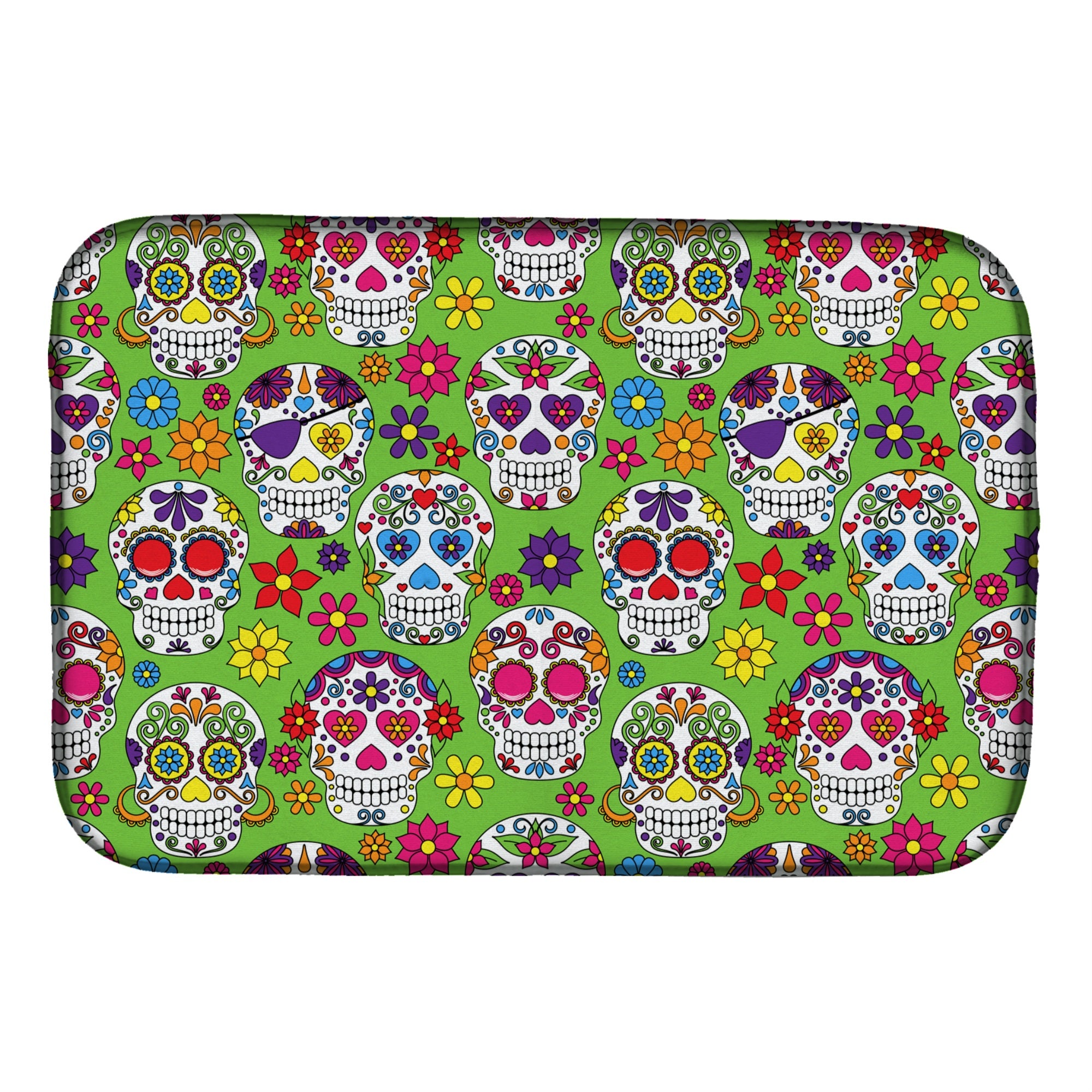 Caroline'S Treasures Day Of The Dead Green Dish Drying Mat, 14 X 21