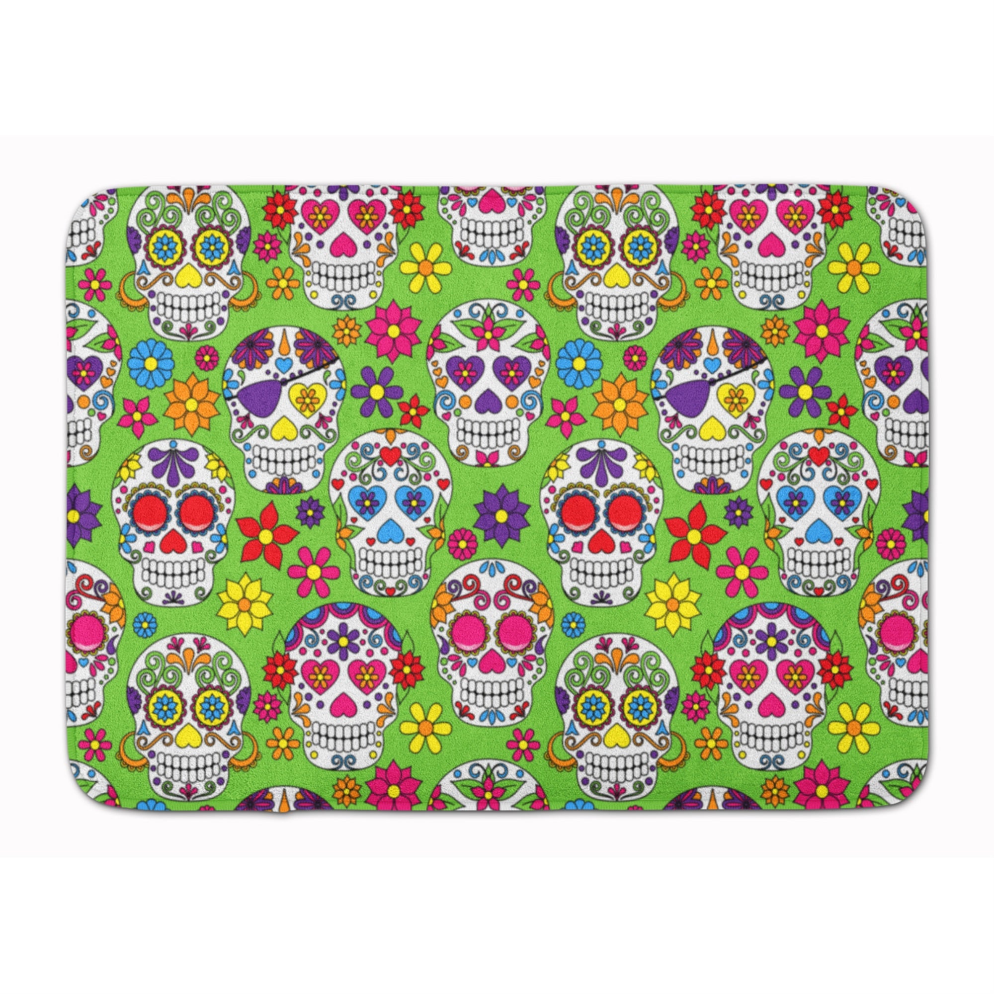 Caroline'S Treasures Day Of The Dead Green Floor Mat, 19 X 27, Multicolor