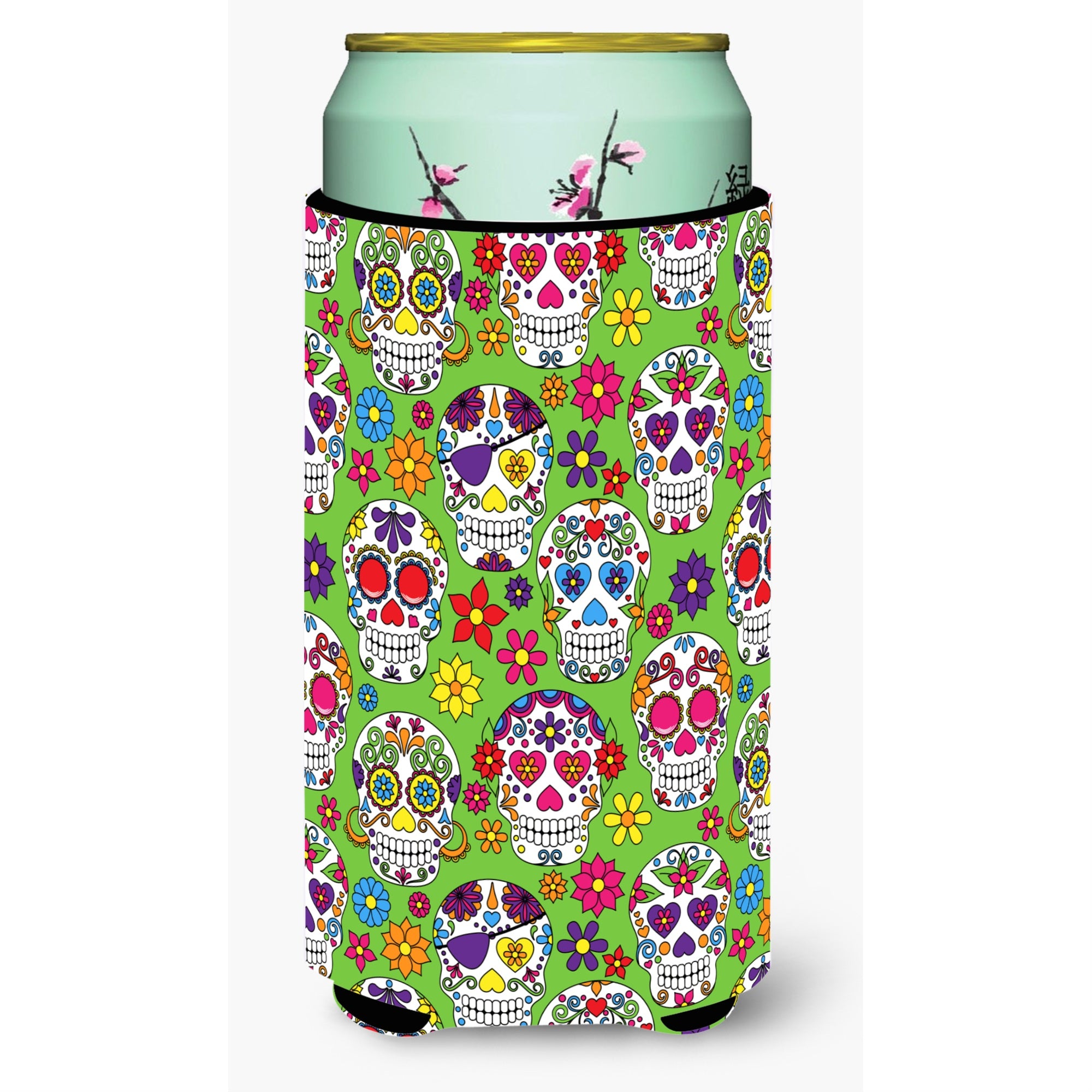 Caroline'S Treasures Day Of The Dead Green Tall Boy Beverage Insulator Hugger, Multicolor