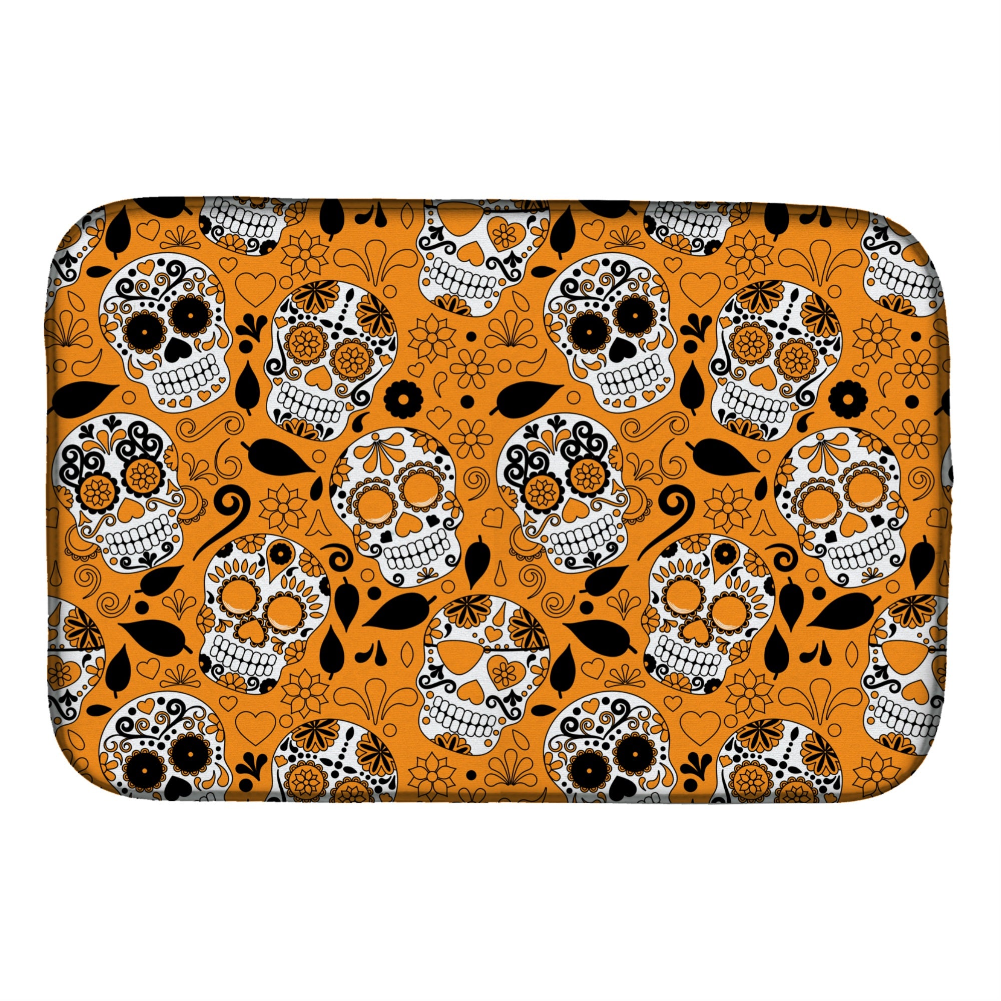Caroline'S Treasures Day Of The Dead Orange Dish Drying Mat, 14 X 21