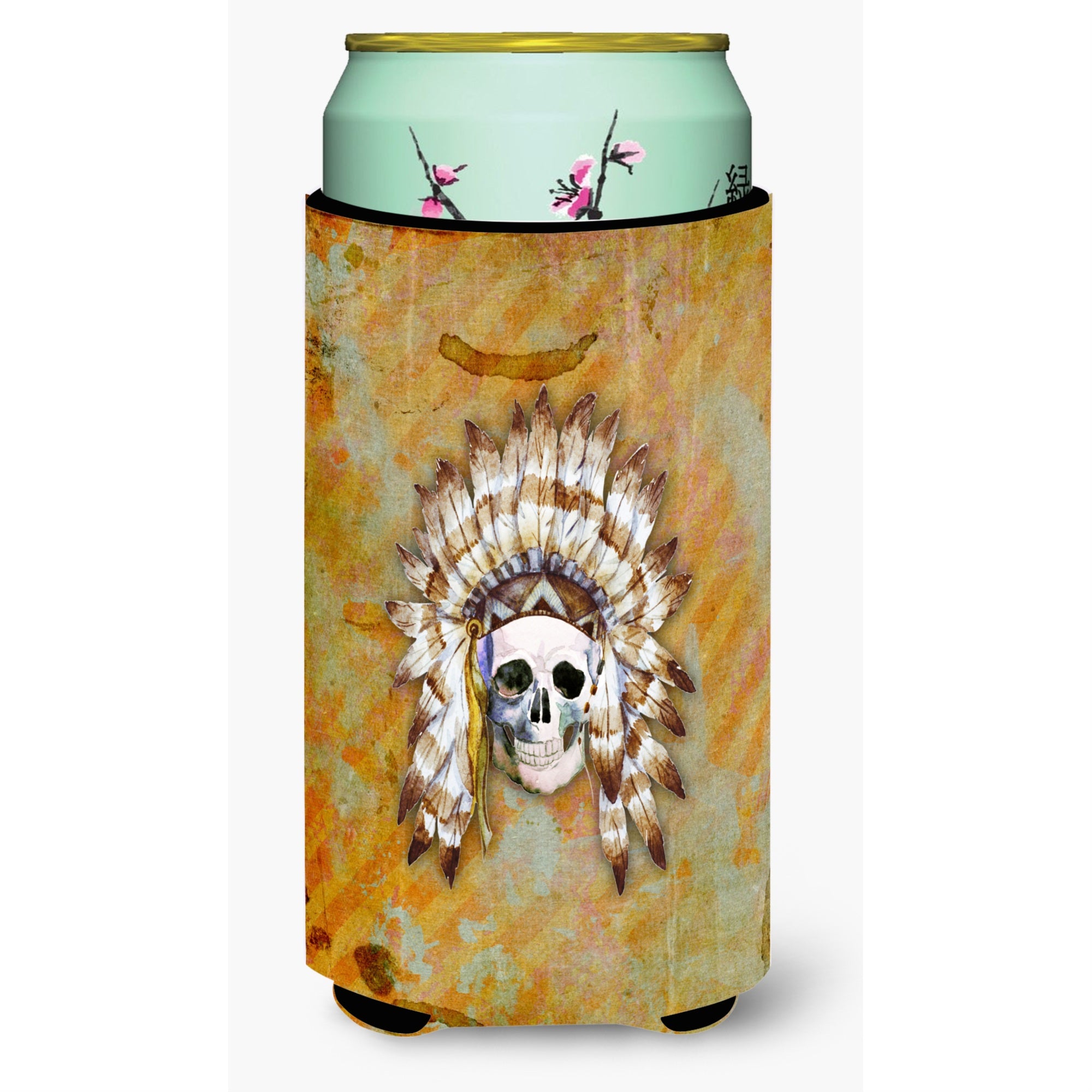 Caroline'S Treasures Day Of The Dead Indian Skull Tall Boy Beverage Insulator Hugger, Multicolor