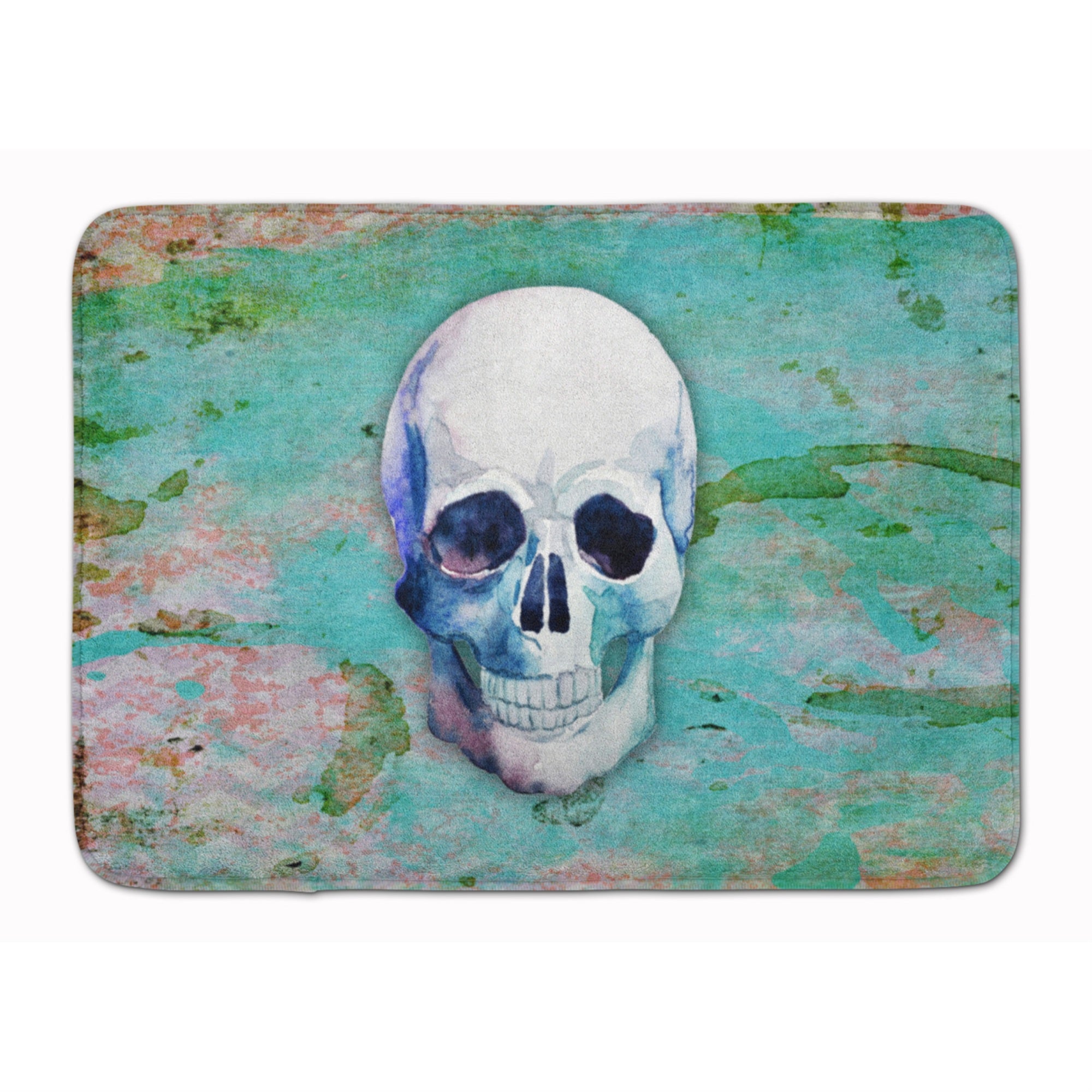 Caroline'S Treasures Day Of The Dead Teal Skull Floor Mat, 19 X 27, Multicolor