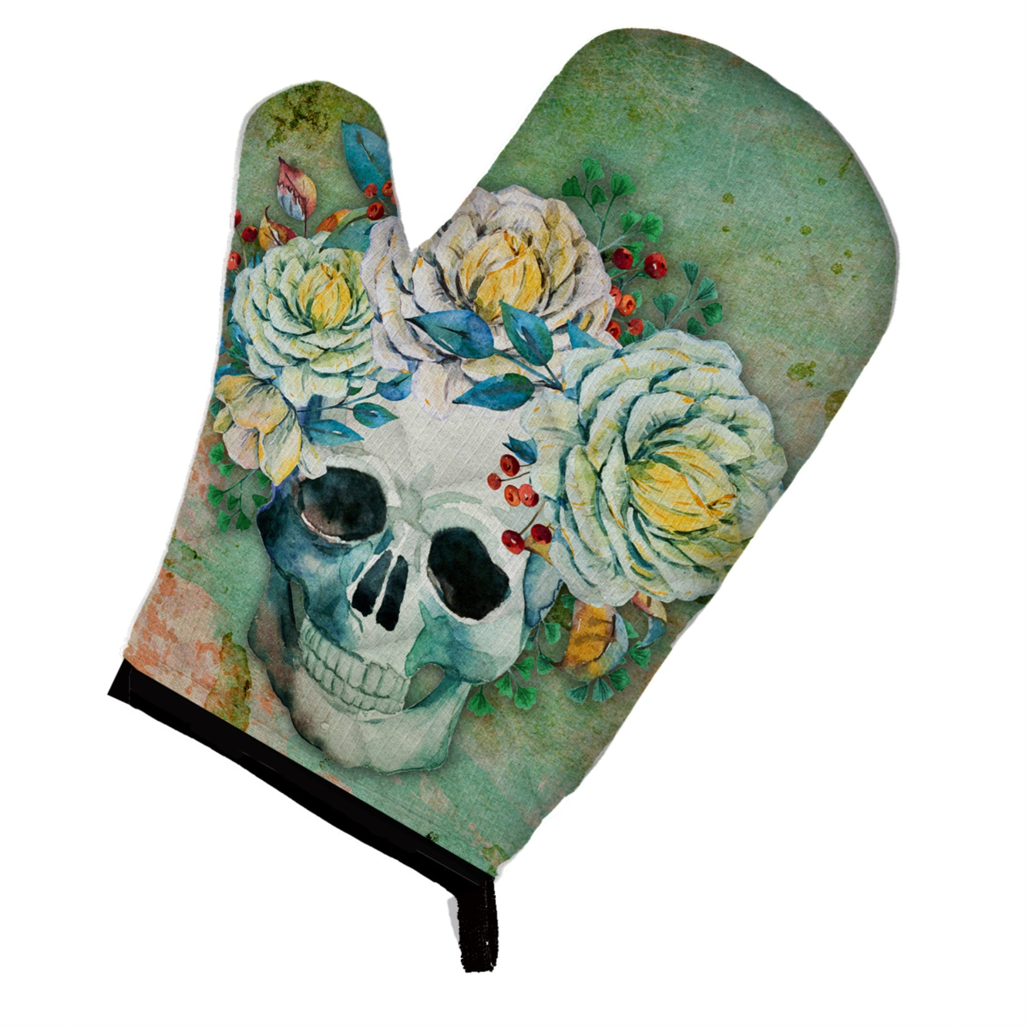 Caroline'S Treasures Day Of The Dead Skull With Flowers Oven Mitt, Multicolor, 12 X 8.5