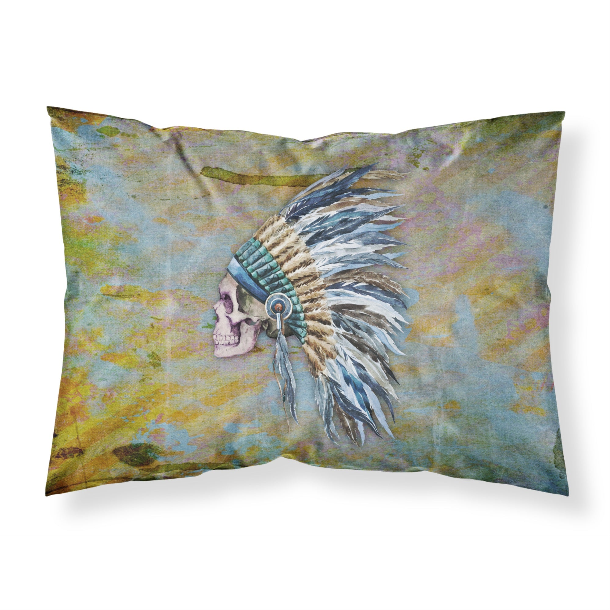 Caroline'S Treasures Day Of The Dead Indian Chief Skull Pillowcase, Standard, Multicolor