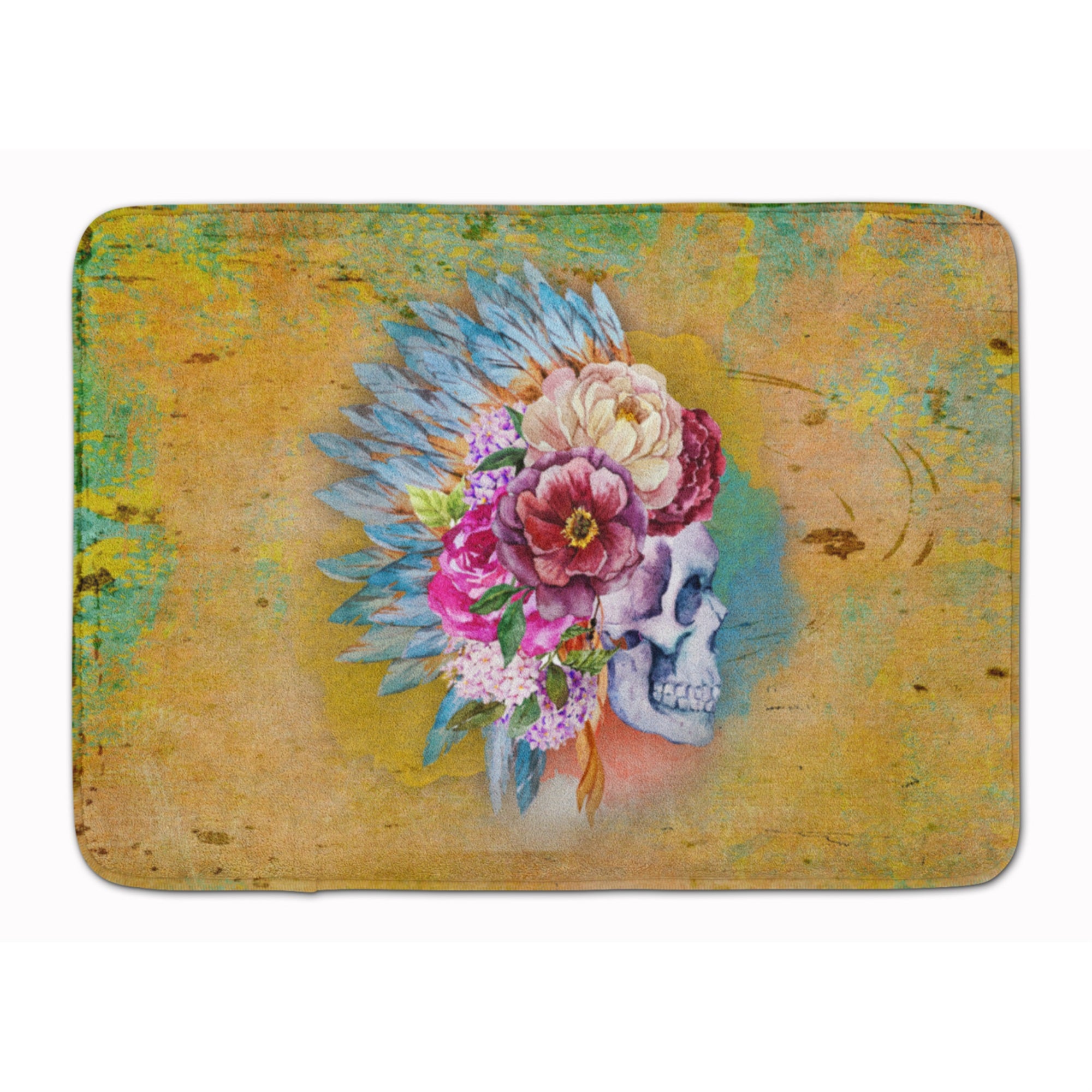 Caroline'S Treasures Day Of The Dead Flowers Skull Floor Mat, 19 X 27, Multicolor