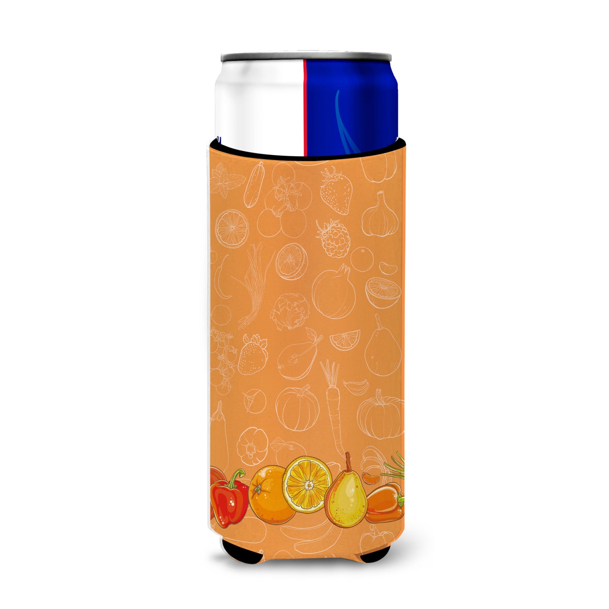 Caroline'S Treasures Fruits & Vegetables In Orange Michelob Ultra Hugger For Slim Cans, Slim Can, Multicolor