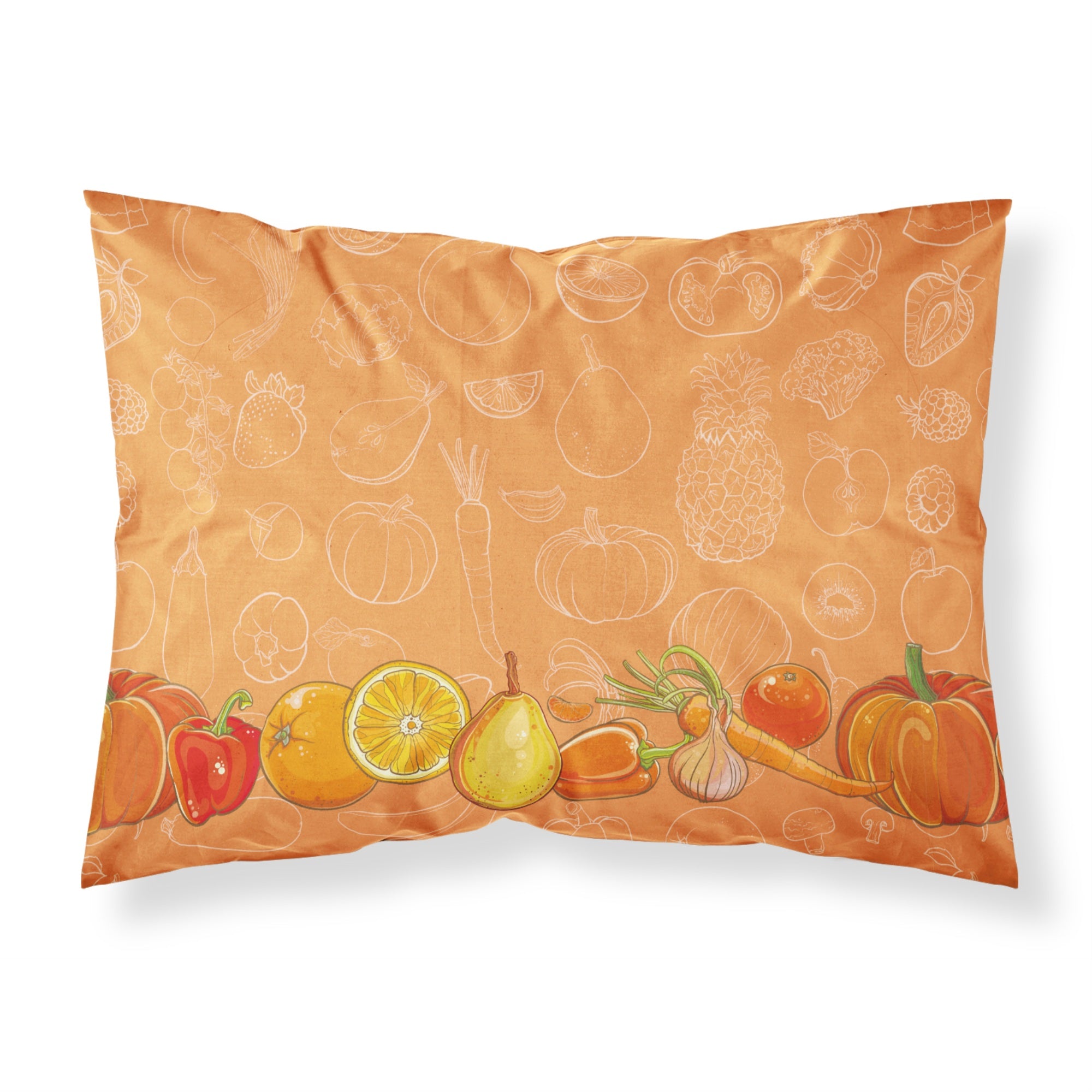 Caroline'S Treasures Fruits And Vegetables In Orange Pillowcase, Standard, Multicolor