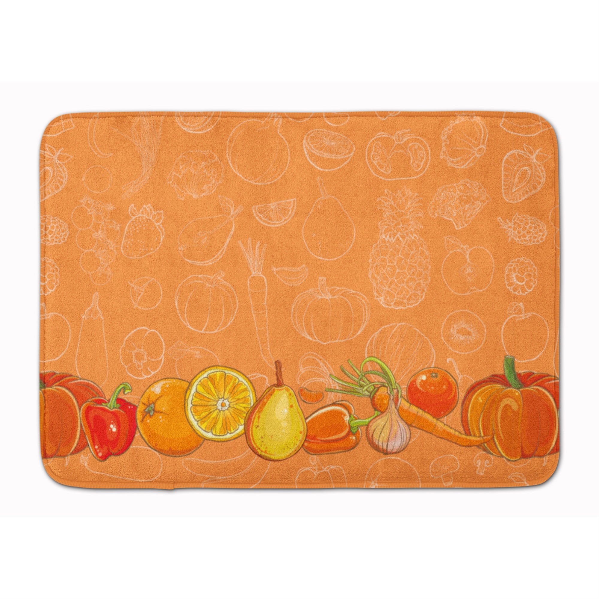 Caroline'S Treasures Fruits And Vegetables In Orange Floor Mat, 19 X 27, Multicolor