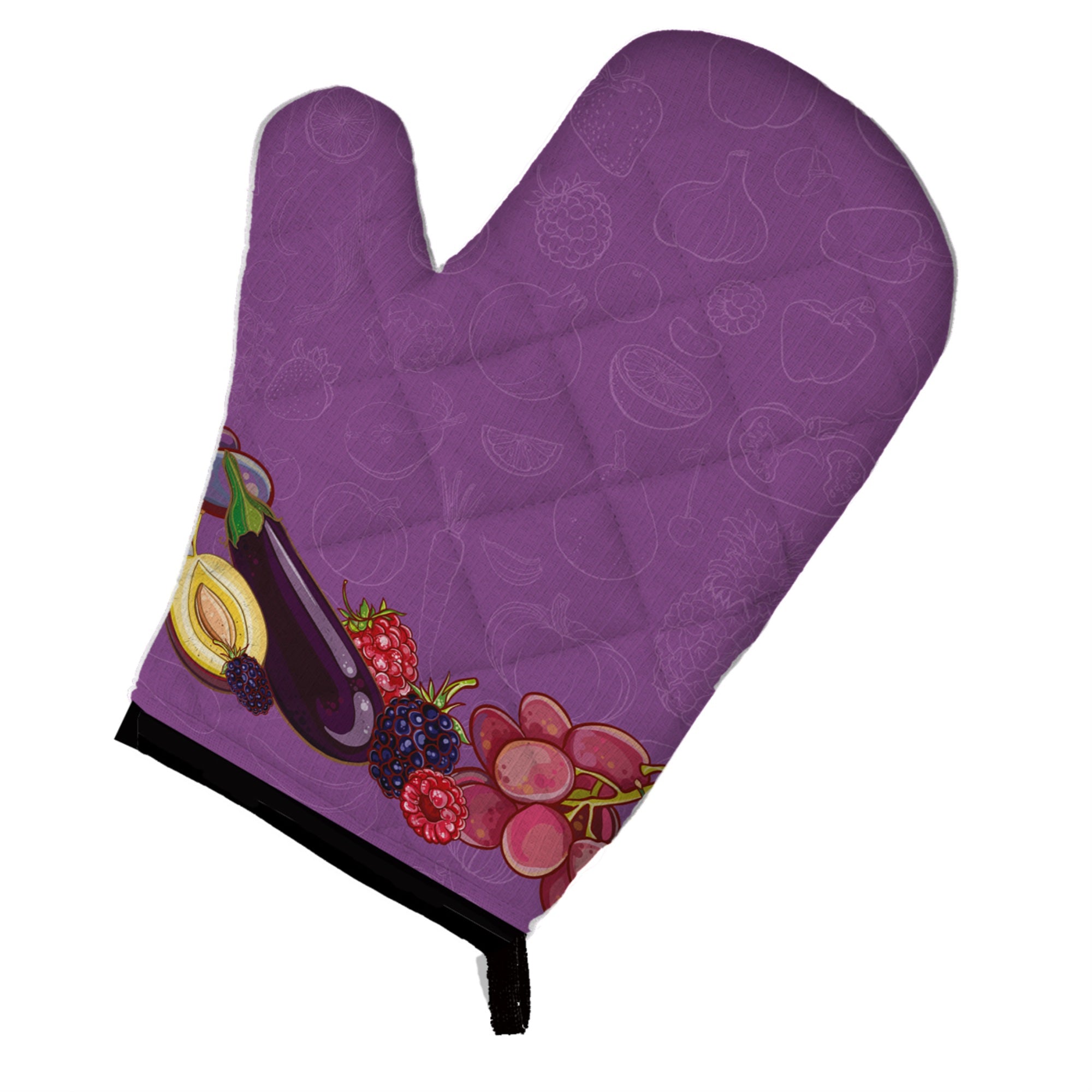 Caroline'S Treasures Fruits And Vegetables In Purple Oven Mitt, Multicolor, 12 X 8.5