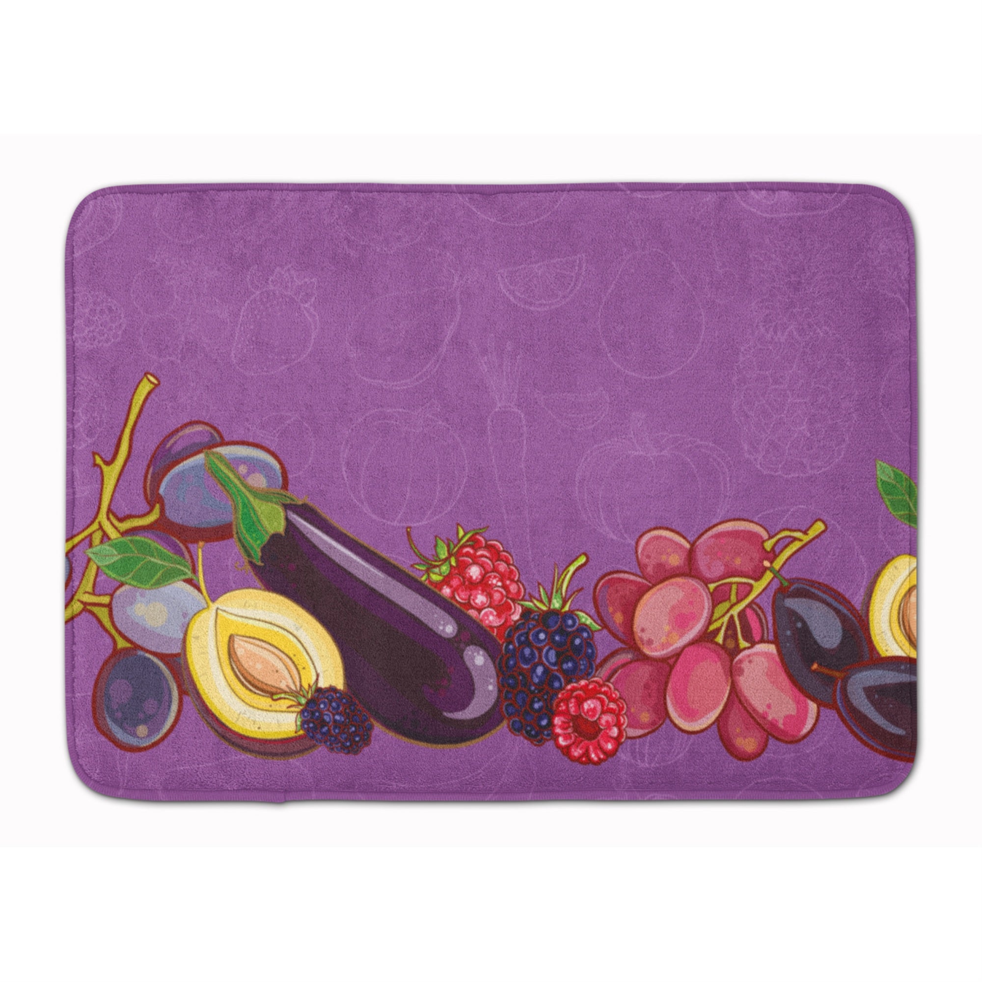 Caroline'S Treasures Fruits And Vegetables In Purple Floor Mat, 19 X 27, Multicolor