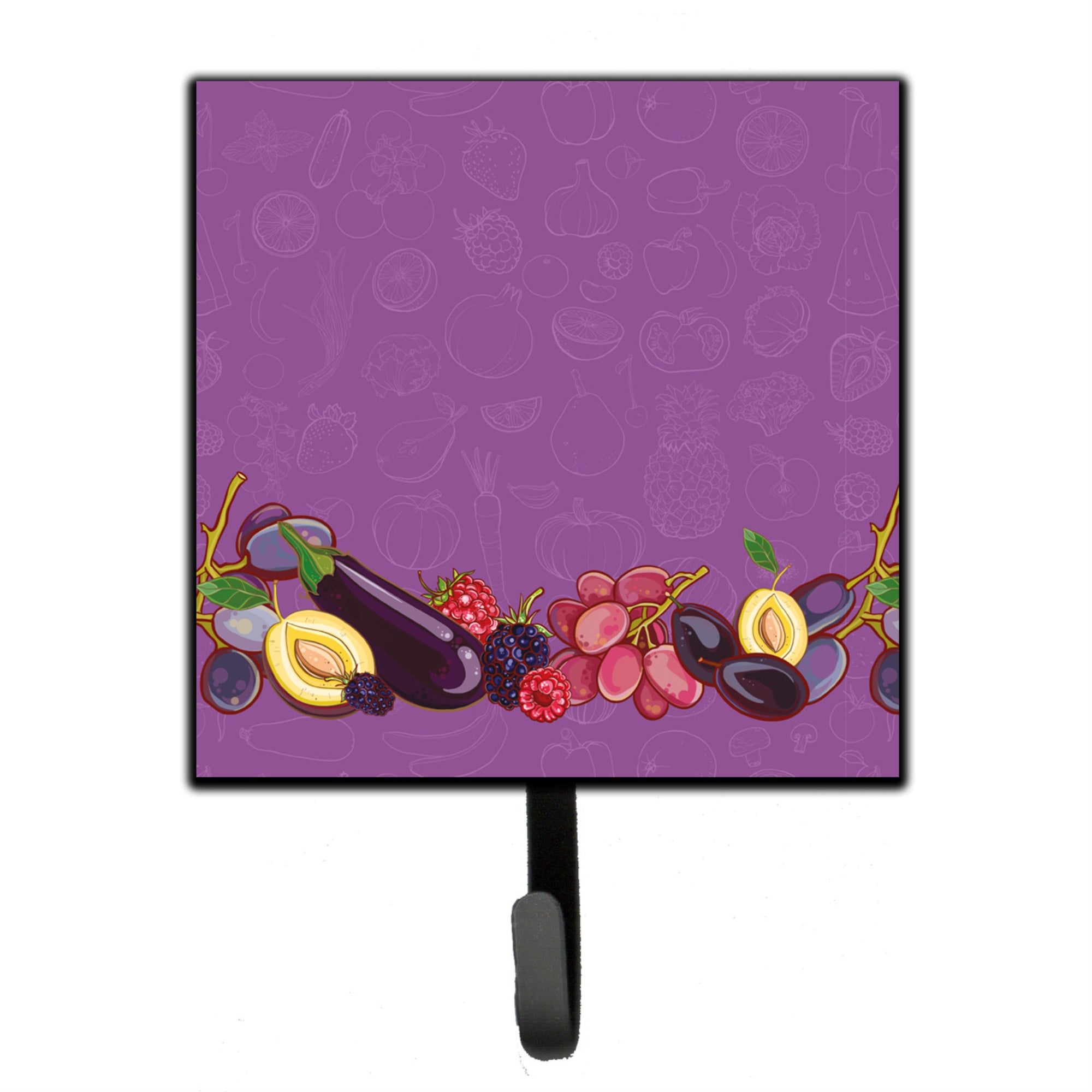Caroline'S Treasures Fruits And Vegetables In Purple Wall Hook, Small, Multicolor