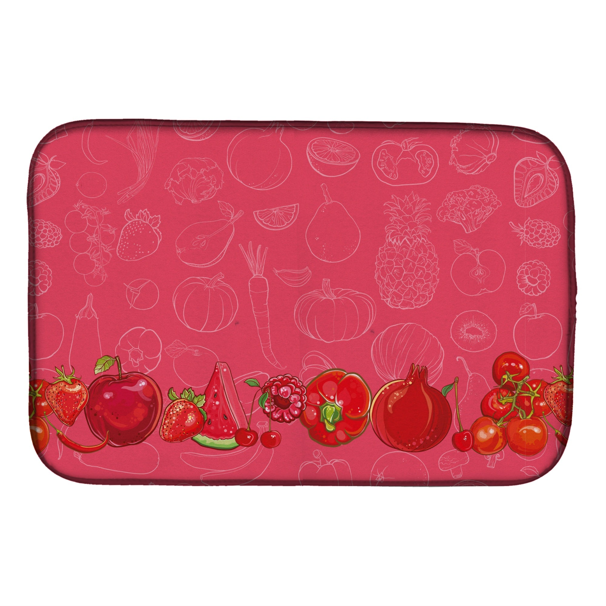 Caroline'S Treasures Fruits And Vegetables In Red Dish Drying Mat, 14 X 21