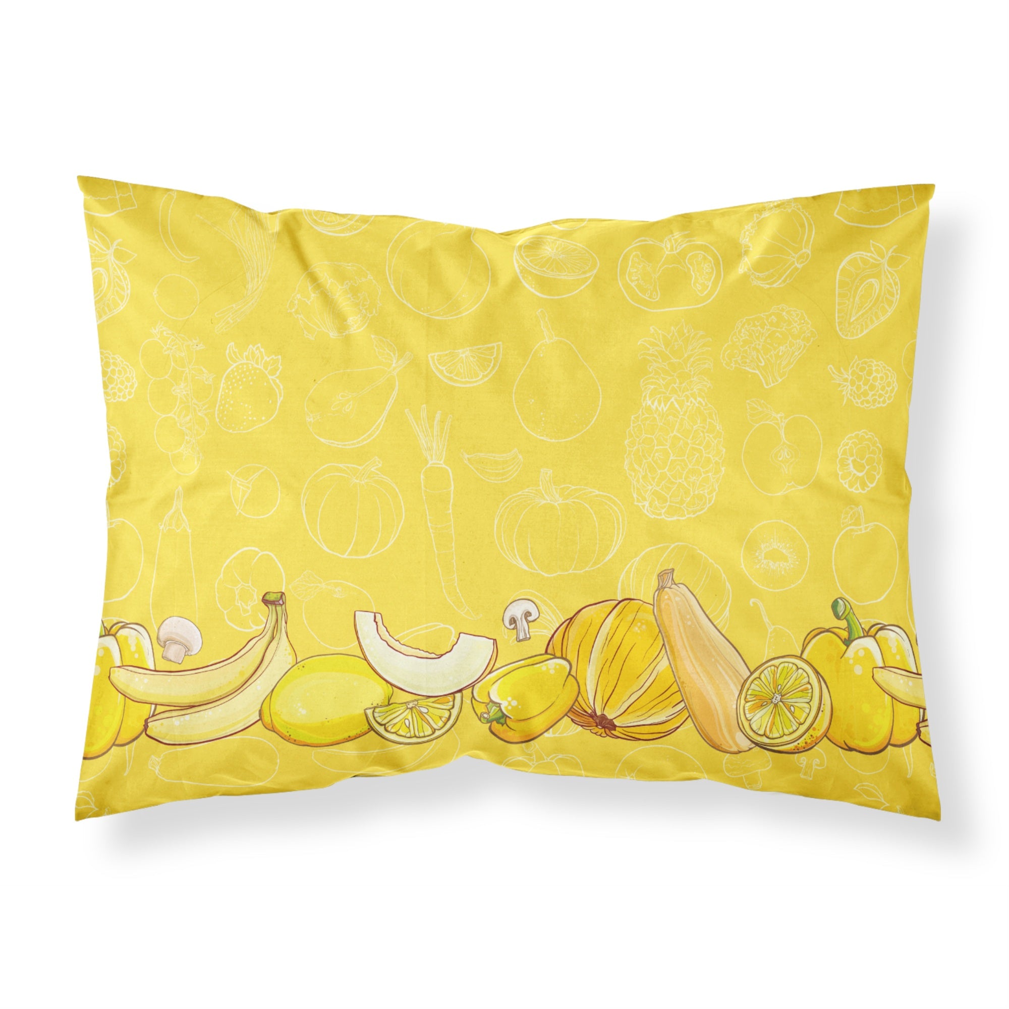Caroline'S Treasures Fruits And Vegetables In Yellow Pillowcase, Standard, Multicolor