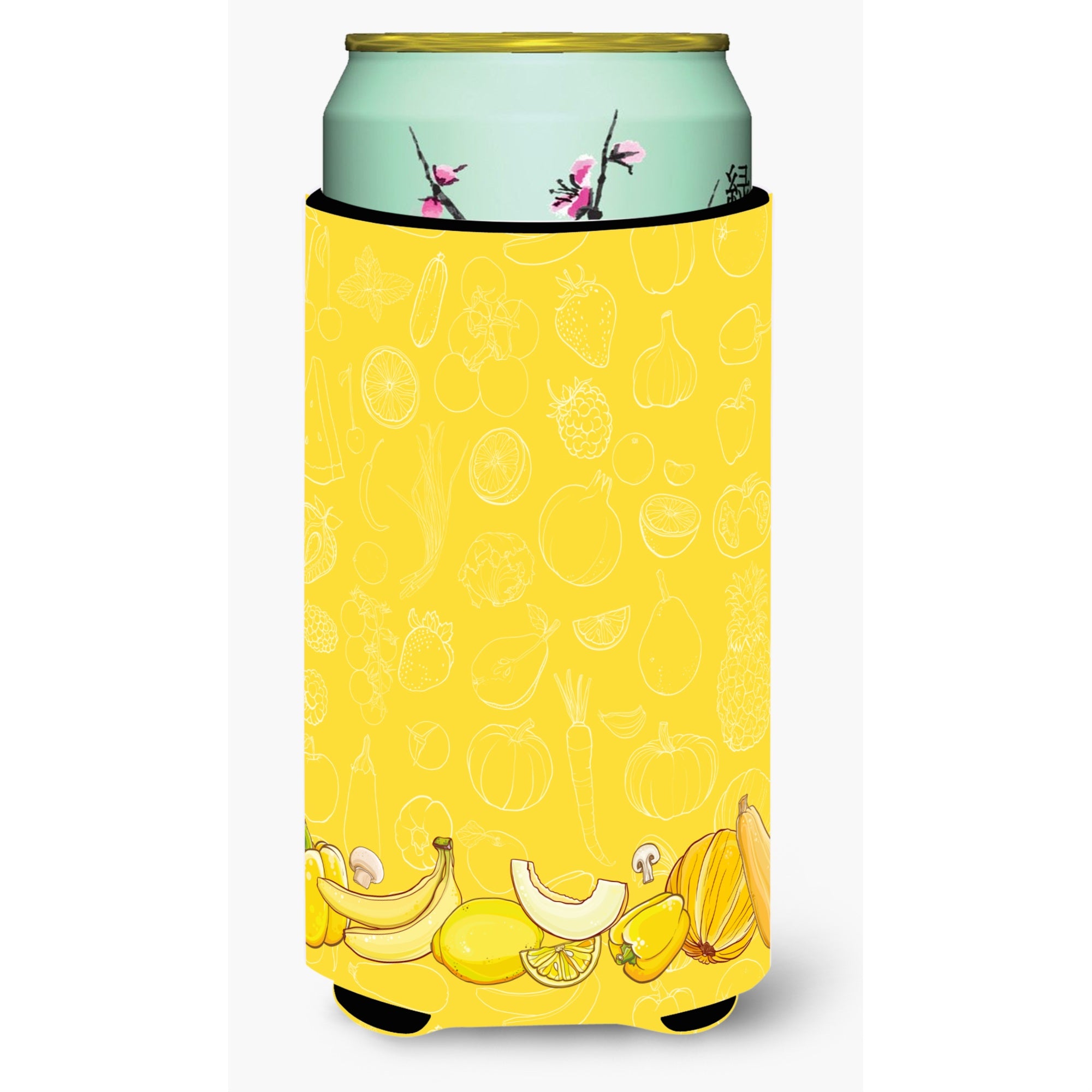 Caroline'S Treasures Fruits & Vegetables In Yellow Tall Boy Beverage Insulator Hugger, Multicolor