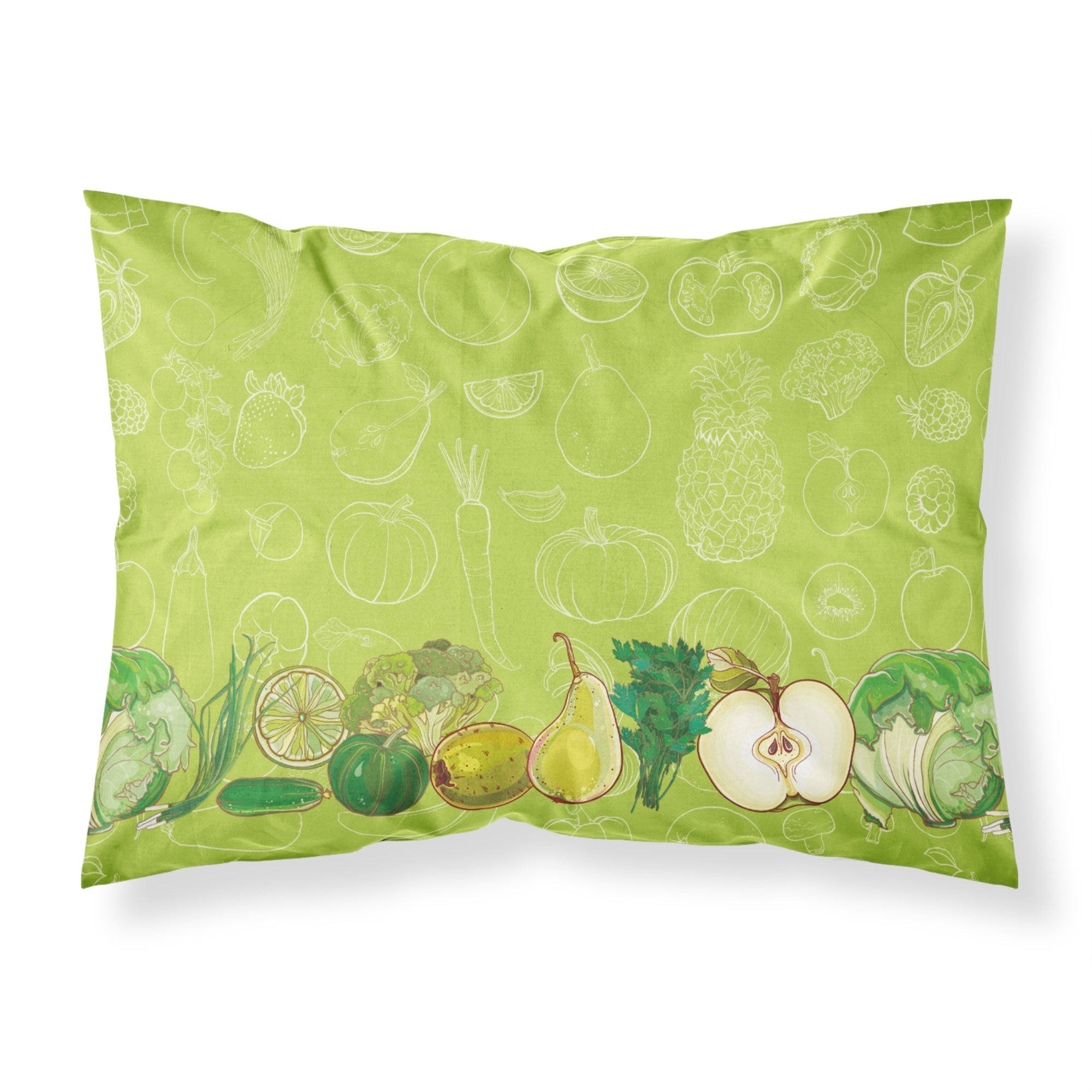 Caroline'S Treasures Fruits And Vegetables In Green Pillowcase, Standard, Multicolor