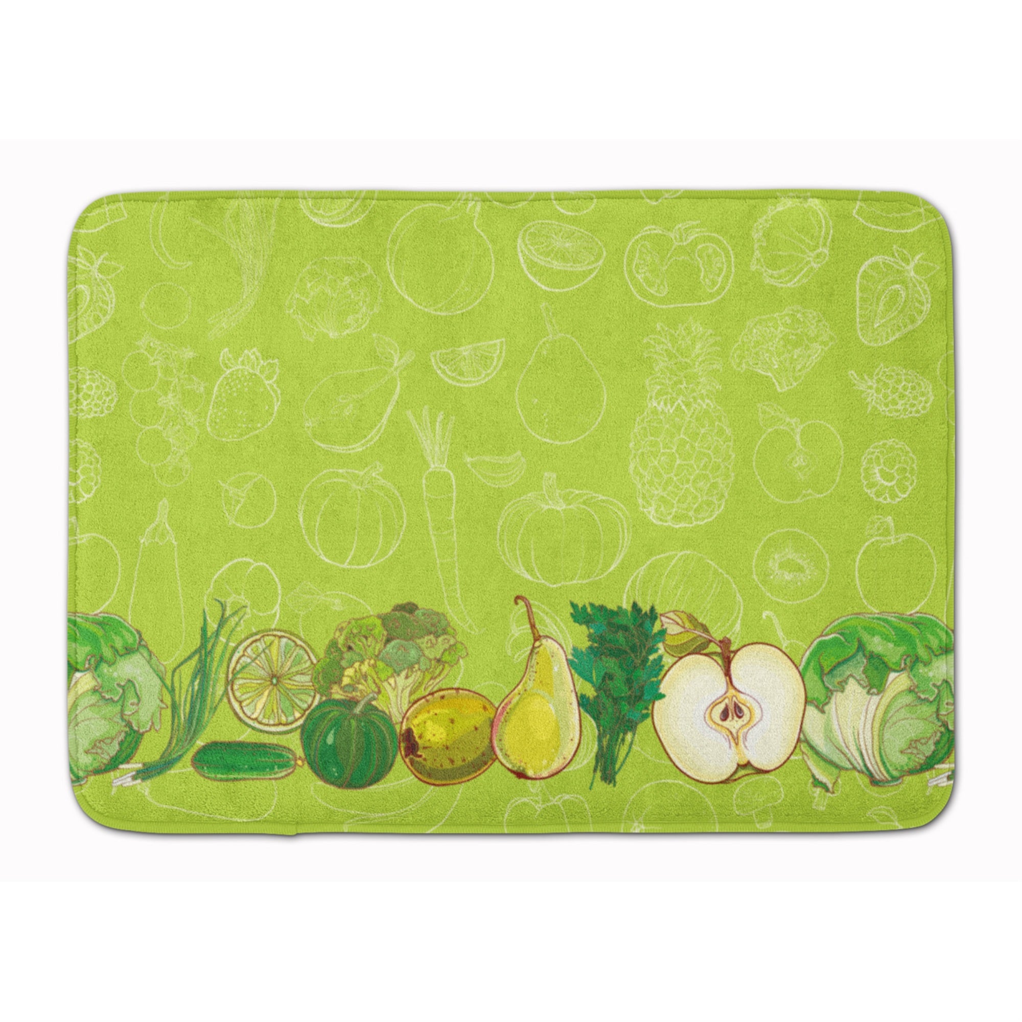 Caroline'S Treasures Fruits And Vegetables In Green Floor Mat, 19 X 27, Multicolor