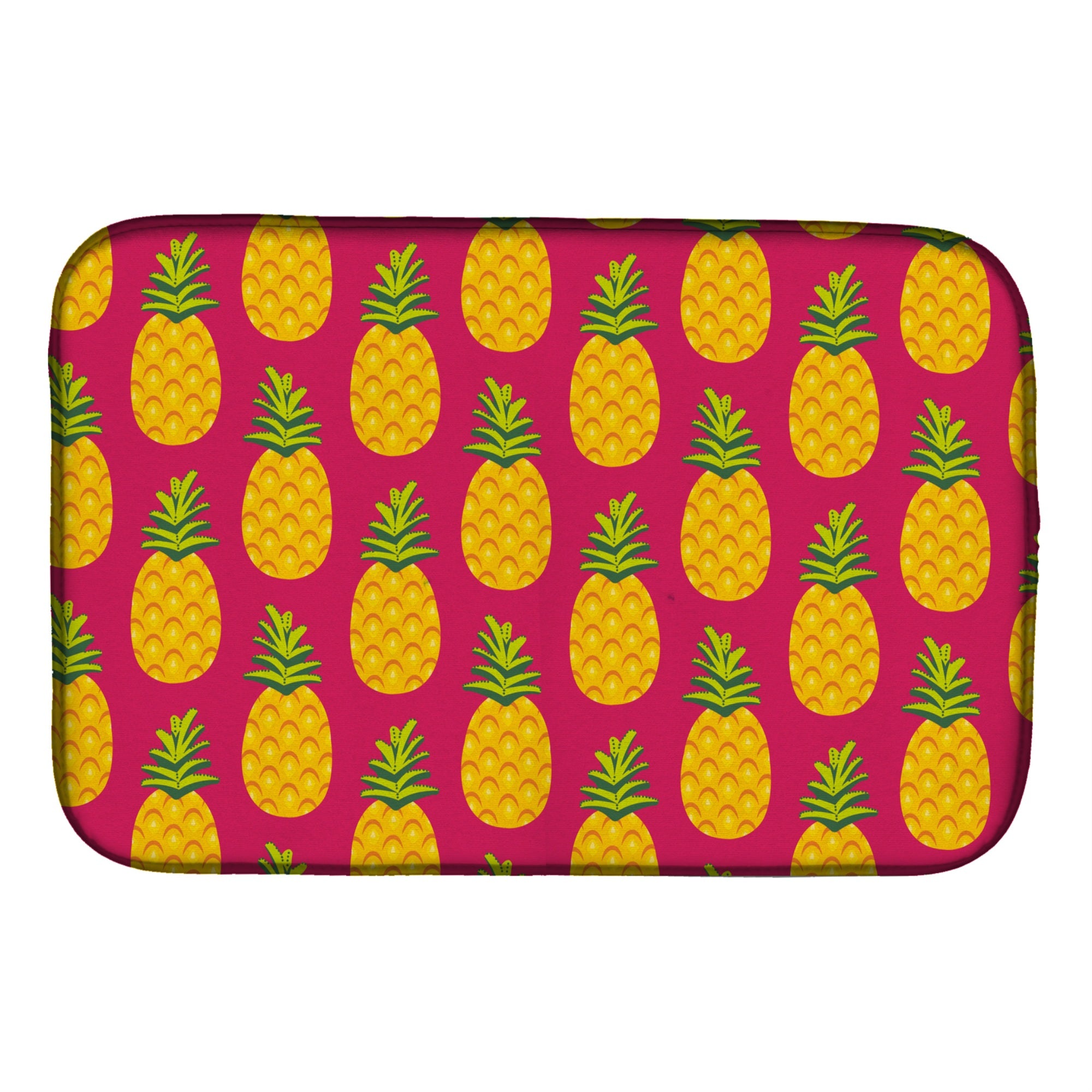 Caroline'S Treasures Pineapples On Pink Dish Drying Mat, 14 X 21, Multicolor