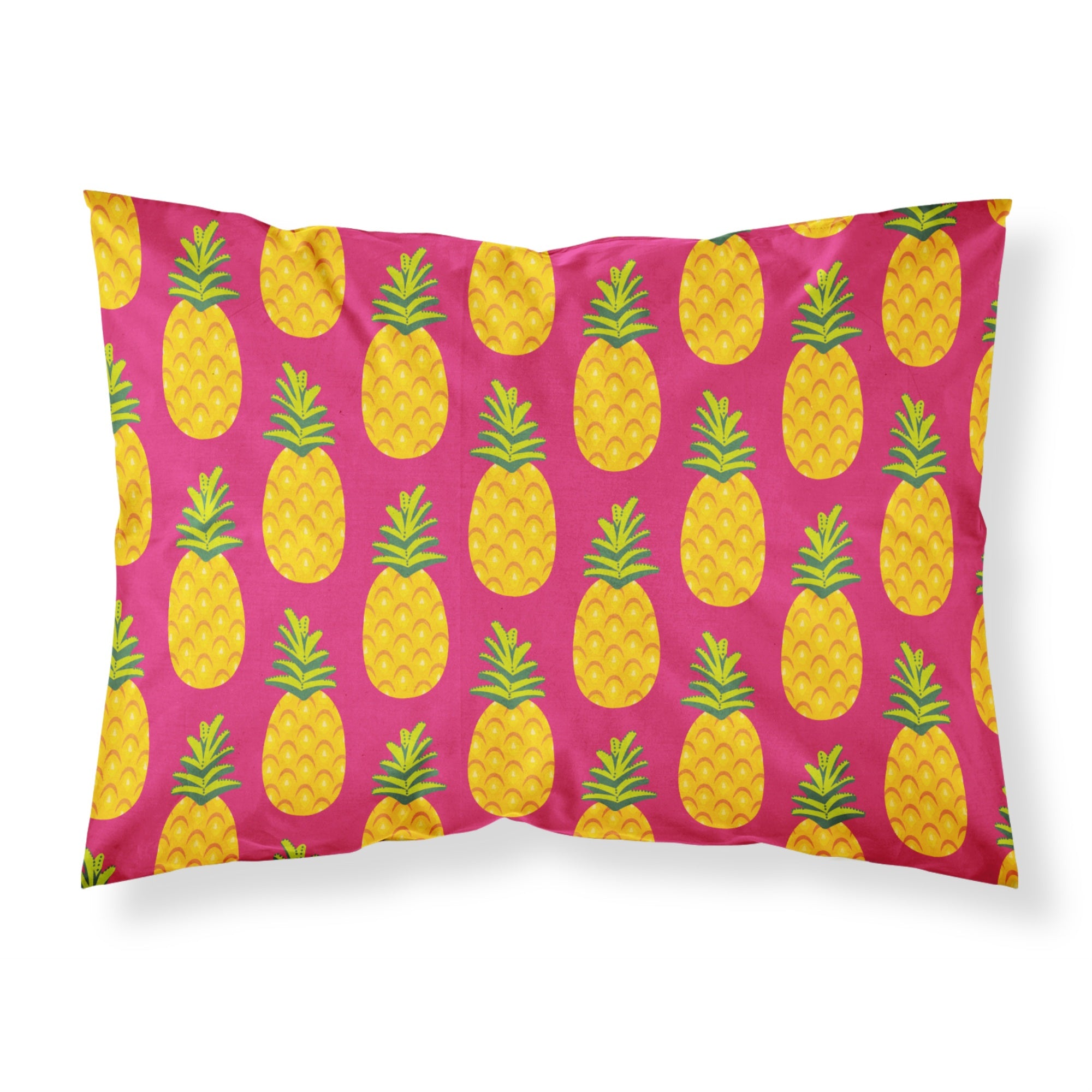 Caroline'S Treasures Pineapples On Pink Printed, Polyester Envelope Closure Pillowcase, Standard, Multicolor