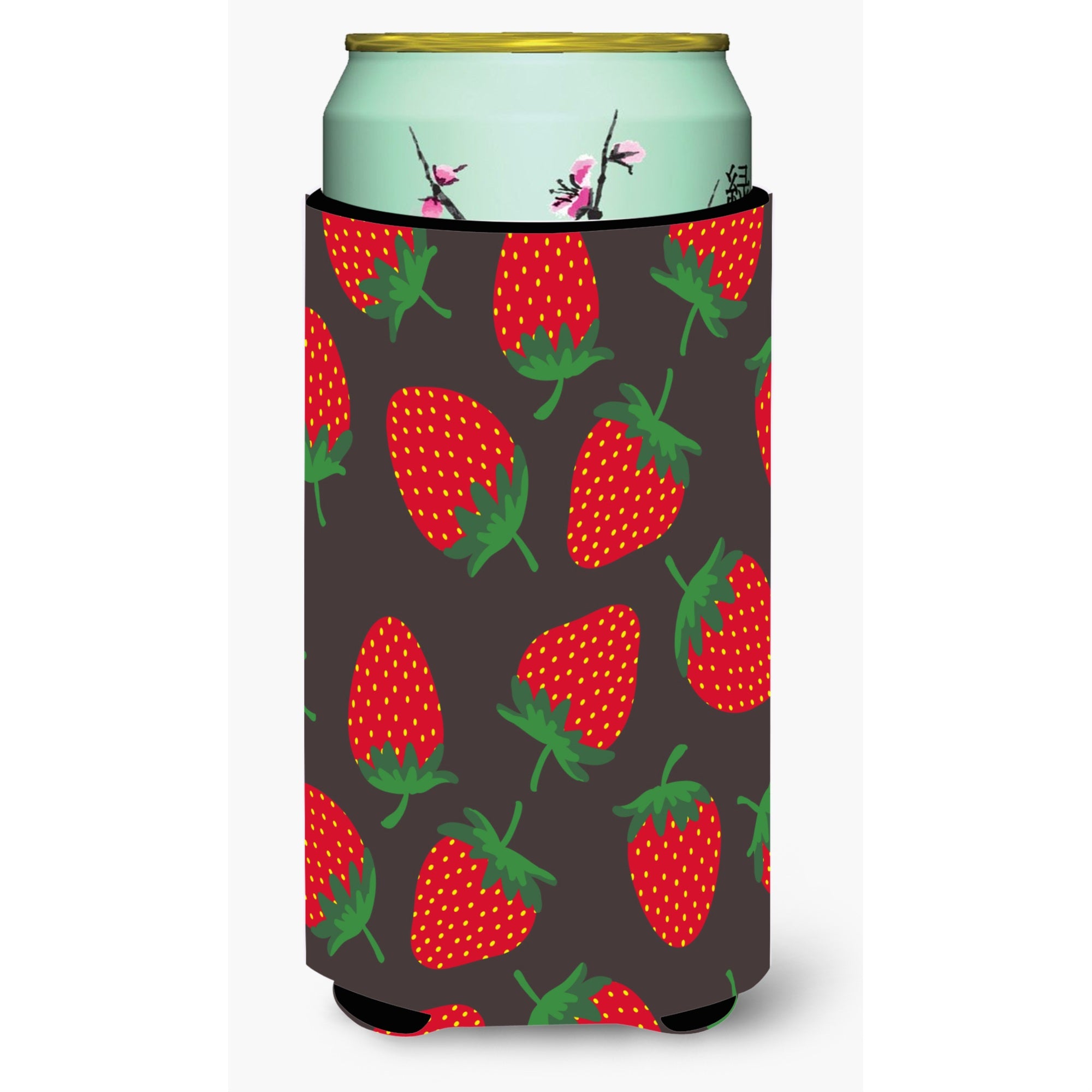 Caroline'S Treasures Strawberries On Gray Tall Boy Beverage Insulator Hugger, Multicolor
