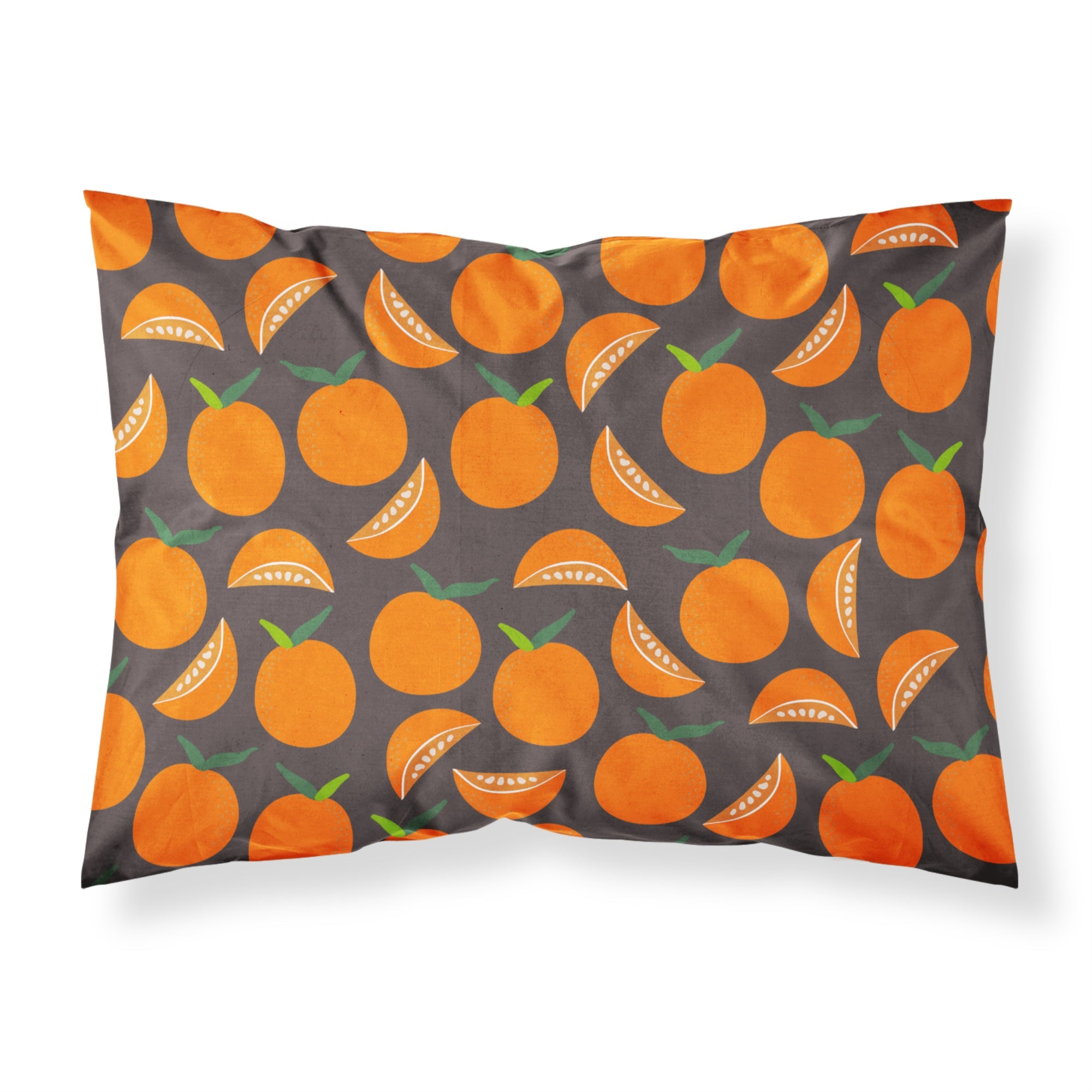 Caroline'S Treasures Oranges On Gray Pillowcase, Standard, Multicolor