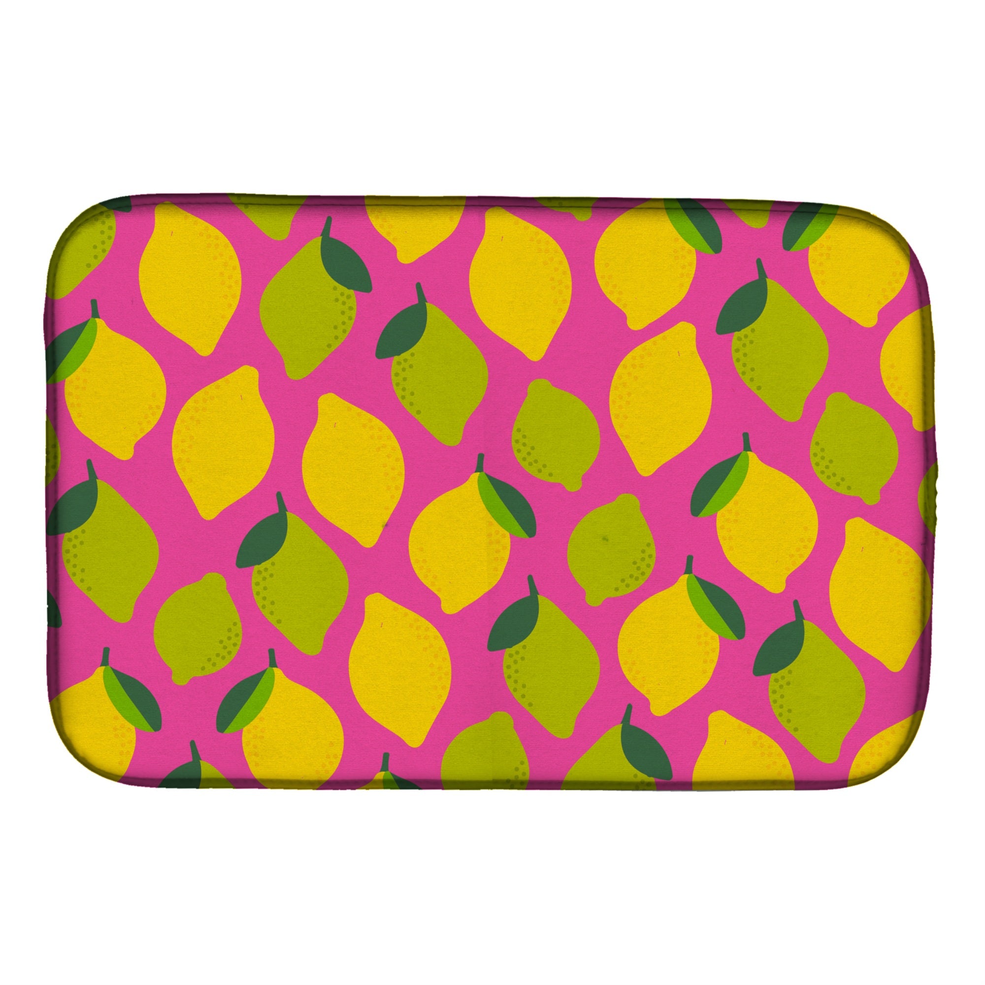 Caroline'S Treasures Lemons And Limes On Pink Dish Drying Mat, 14 X 21