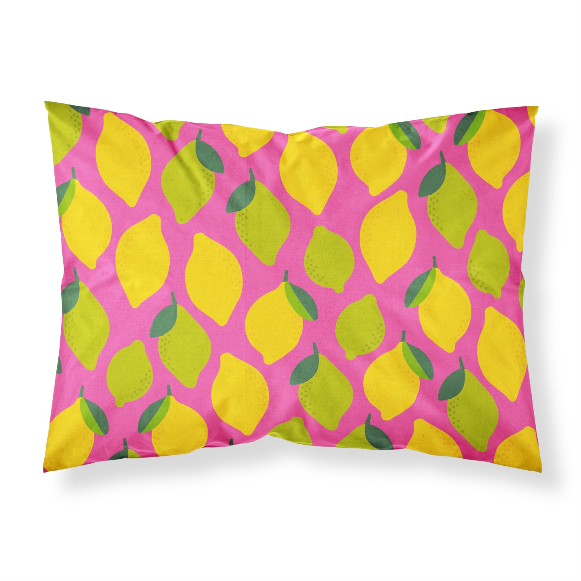 Caroline'S Treasures Lemons And Limes On Pink Printed, Polyester Envelope Closure Pillowcase, Standard, Multicolor