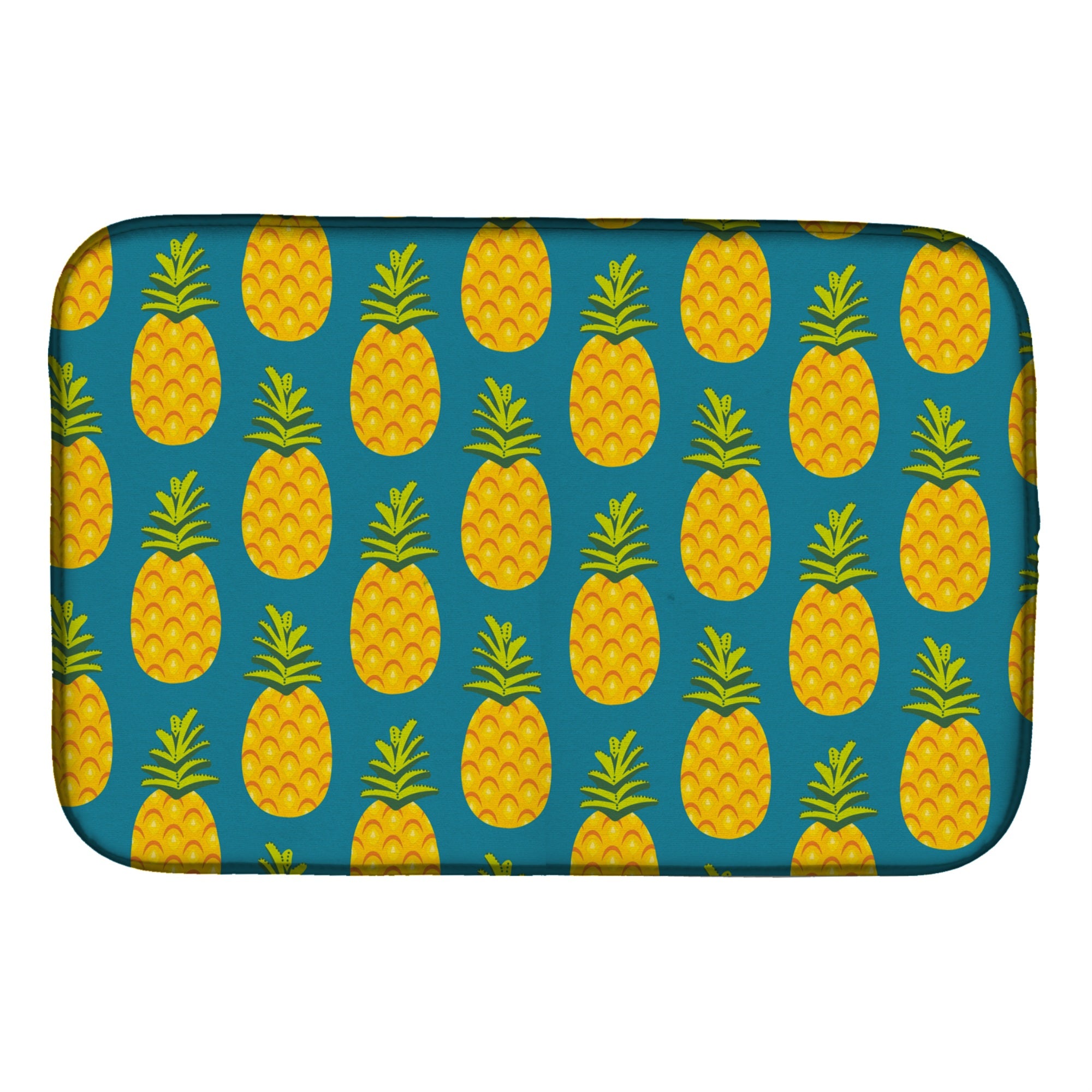 Caroline'S Treasures Pineapples On Teal Dish Drying Mat, 14 X 21, Multicolor